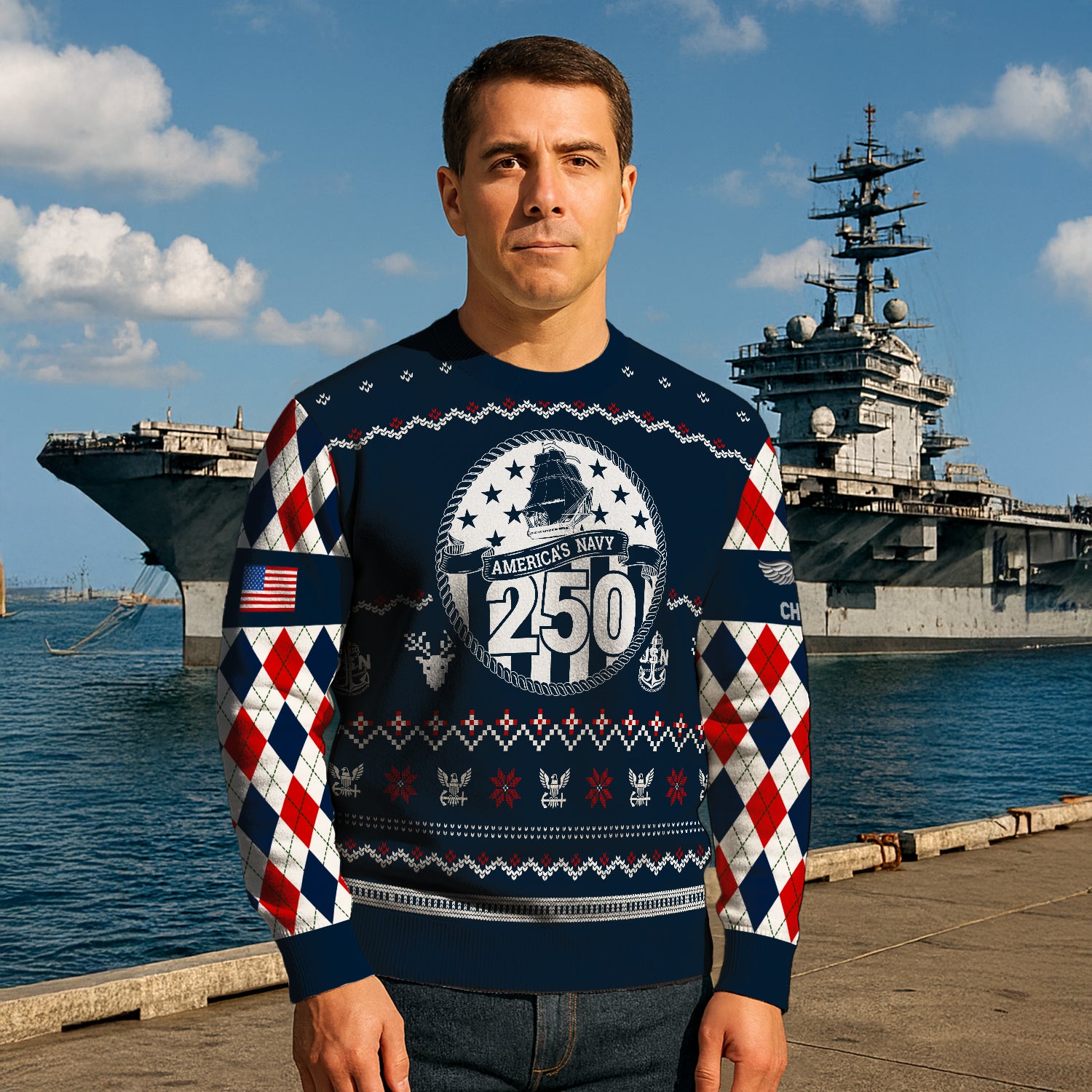 Personalized US Navy Christmas Ugly Sweater UST005