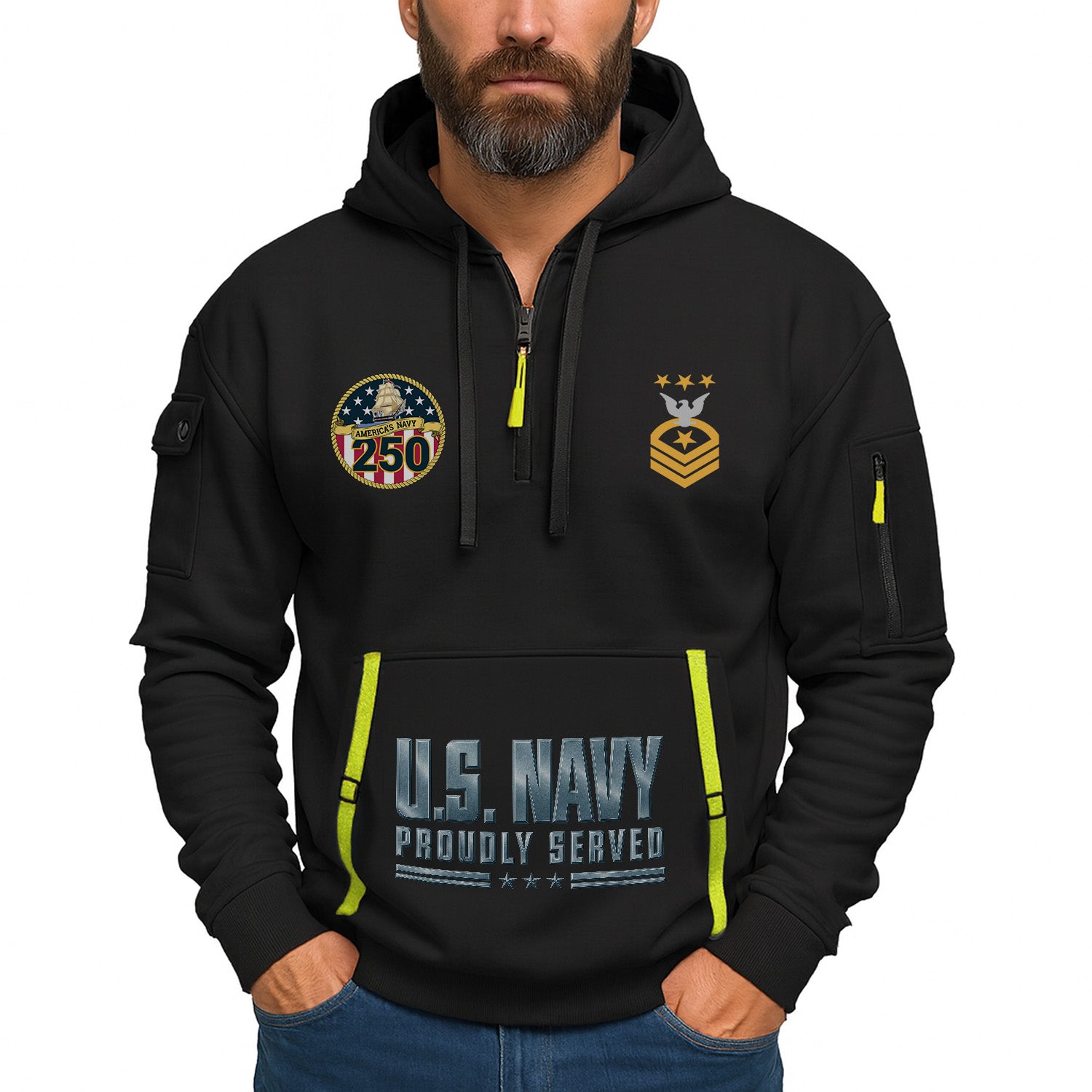 Personalized US Navy Quarter Zip Hoodie TQZ07