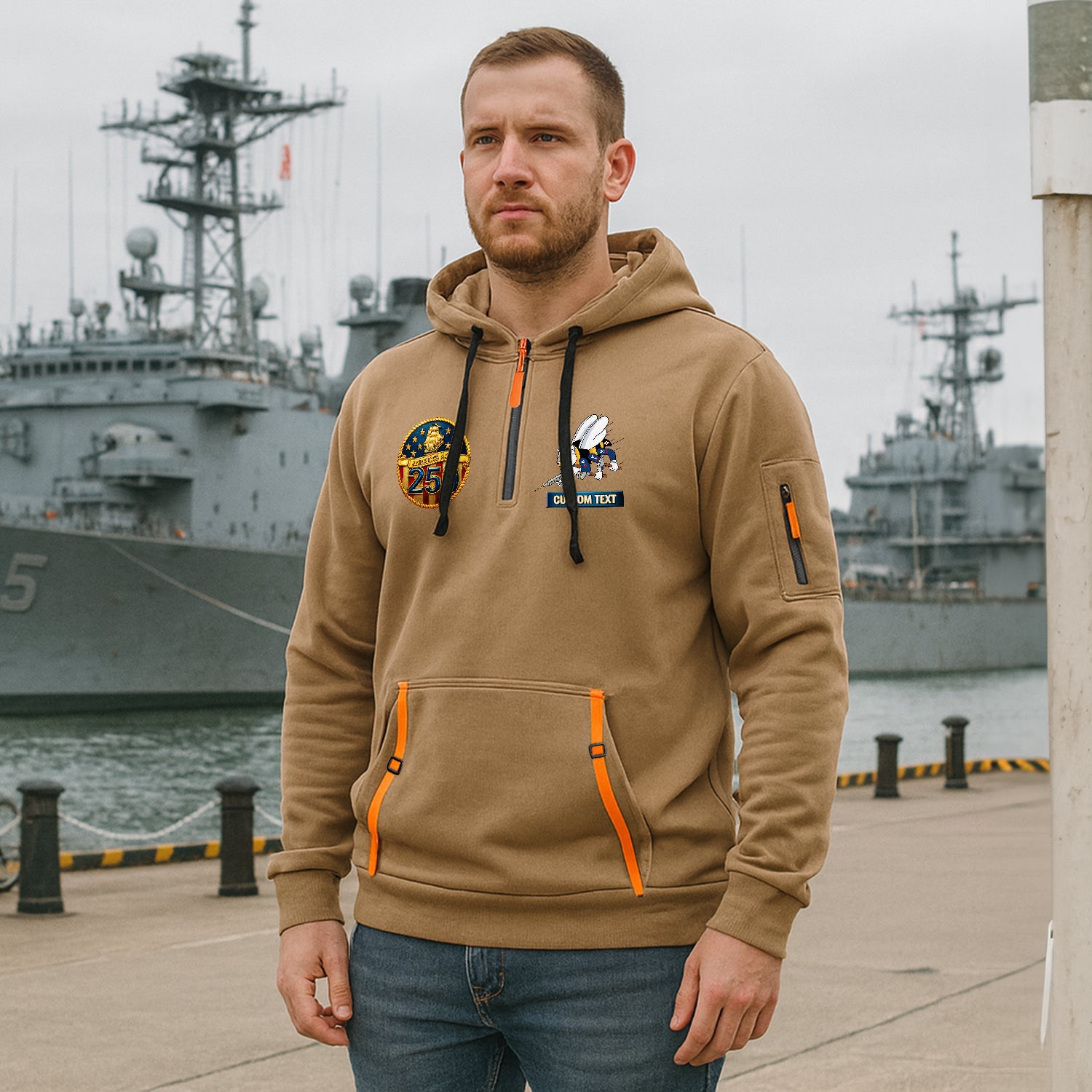 Personalized US Navy Quater Zip Hoodie JQZ06