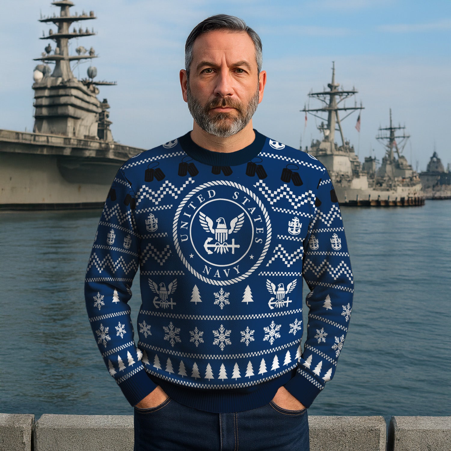 Personalized 250th US Navy Christmas Ugly Sweater UST016