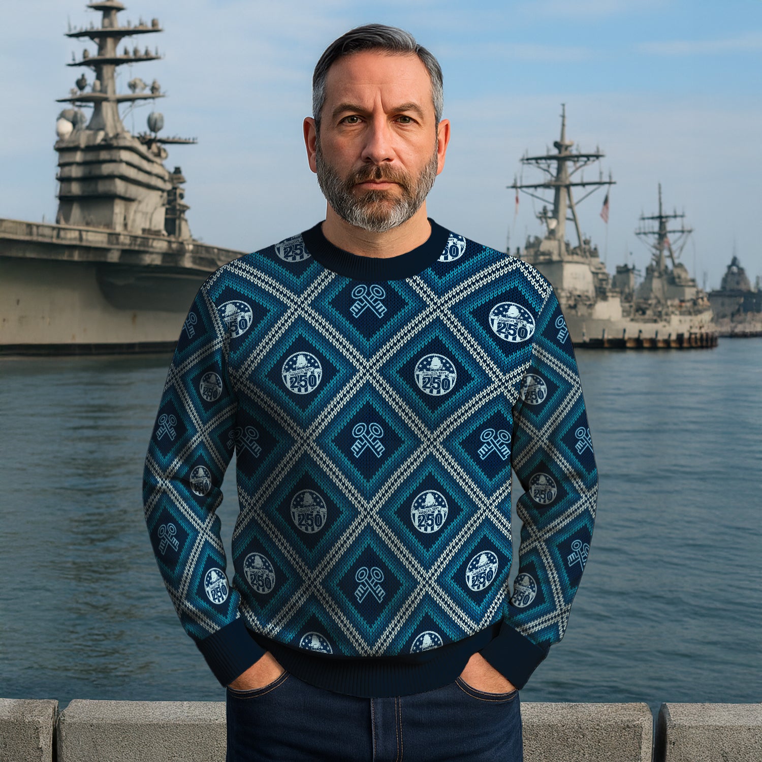 Personalized US Navy Christmas Ugly Sweater JUST10