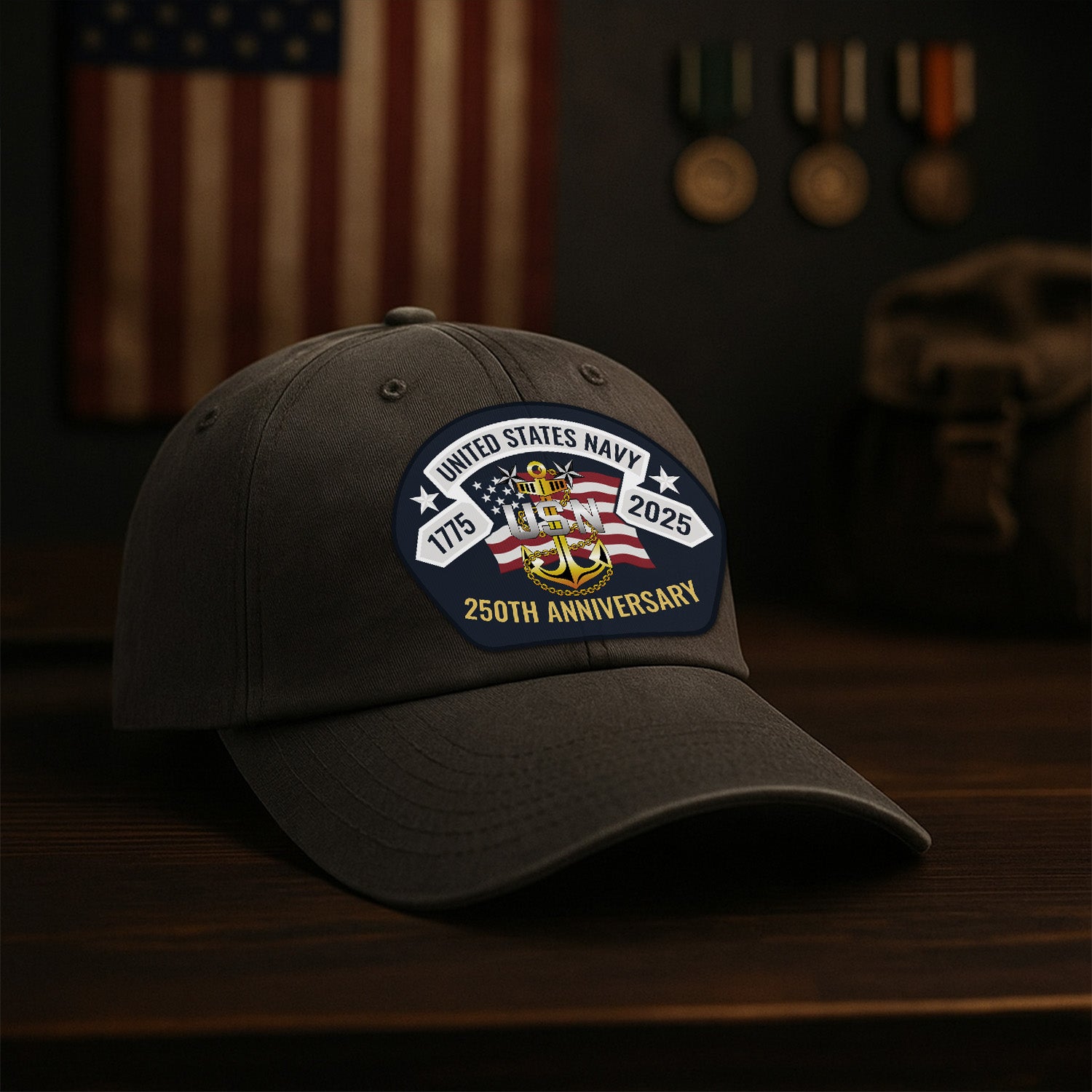US Navy 250th Anivesary Premium Washed Denim Cap