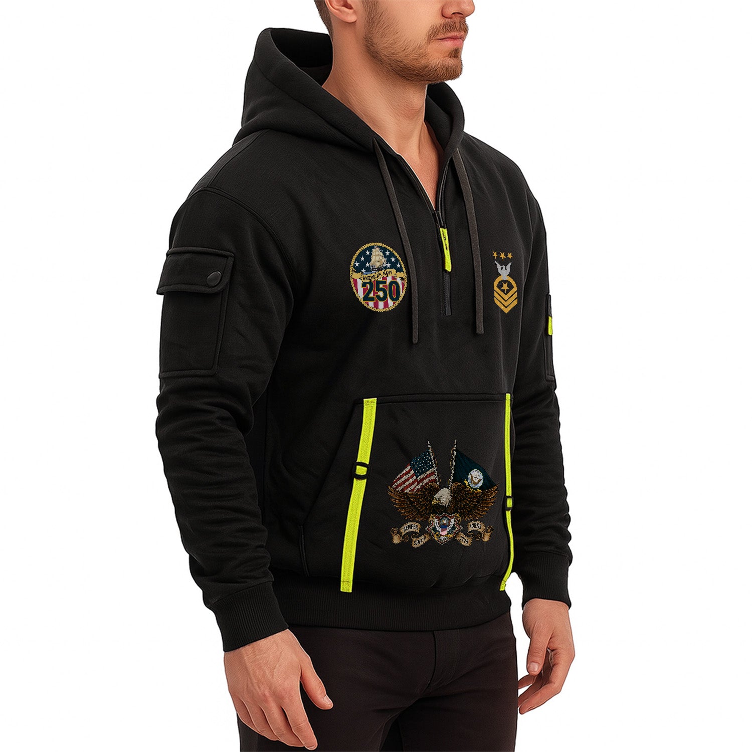 Personalized US Navy Quarter Zip Hoodie TQZ06