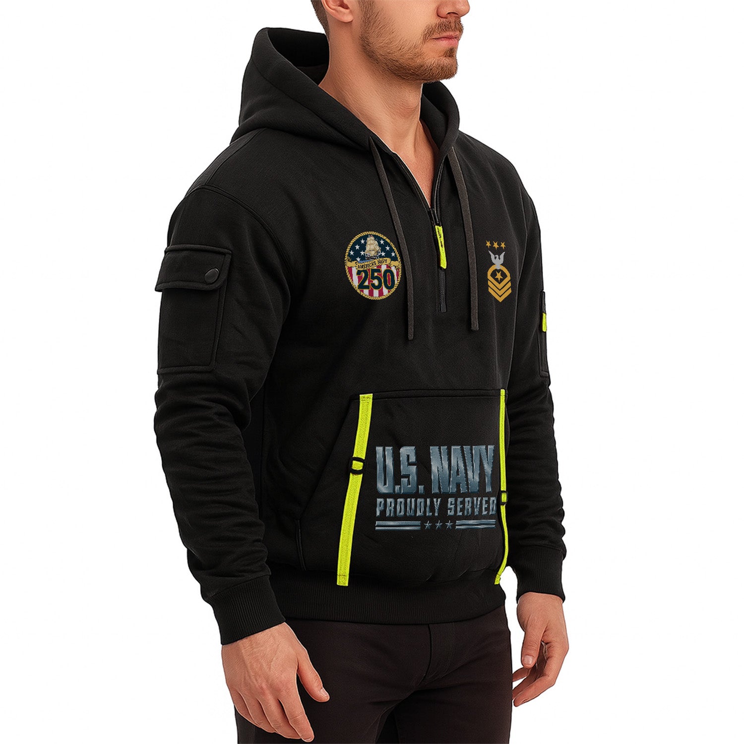 Personalized US Navy Quarter Zip Hoodie TQZ07
