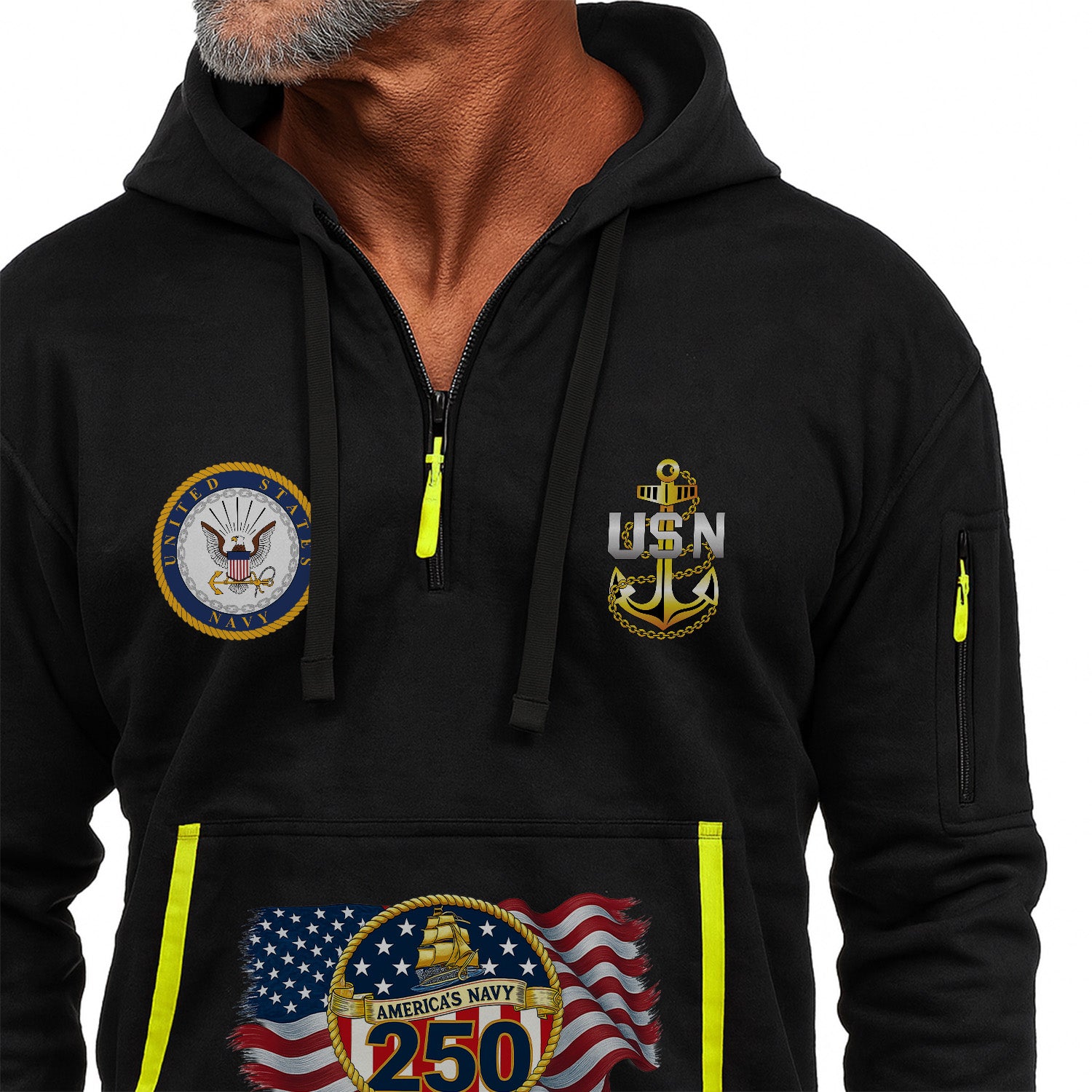 Personalized US Navy Quarter Zip Hoodie TQZ08