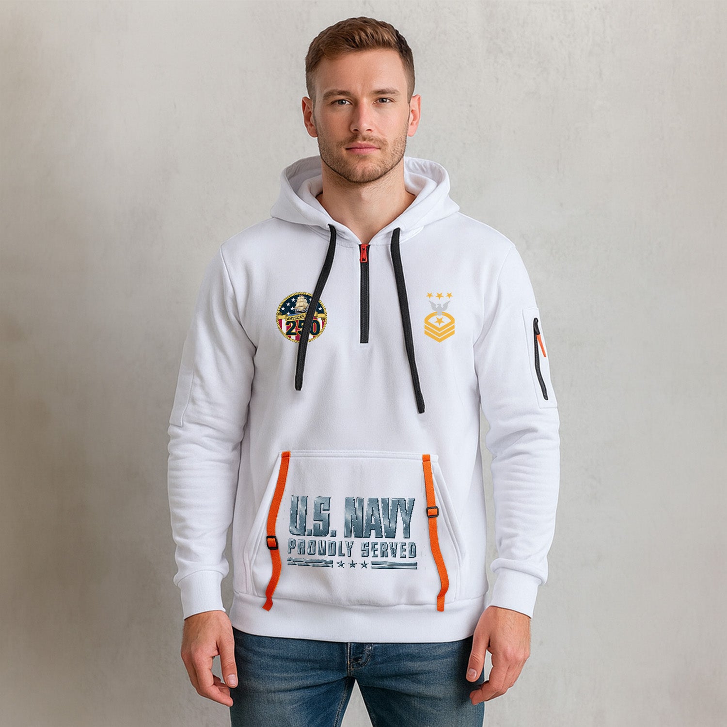 Personalized US Navy Quarter Zip Hoodie TQZ07