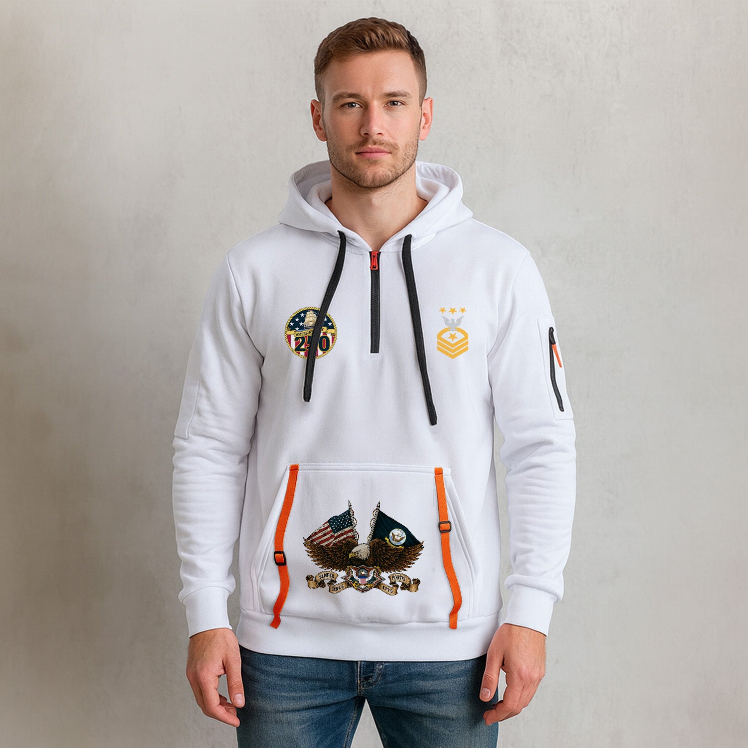 Personalized US Navy Quarter Zip Hoodie TQZ06