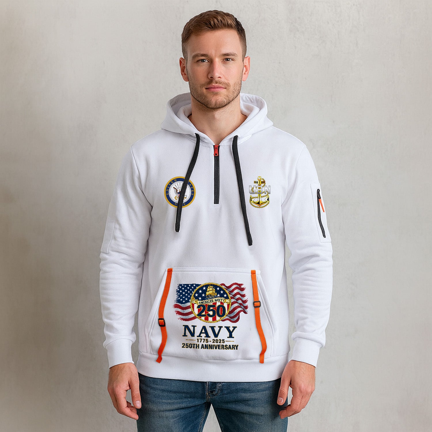 Personalized US Navy Quarter Zip Hoodie TQZ08