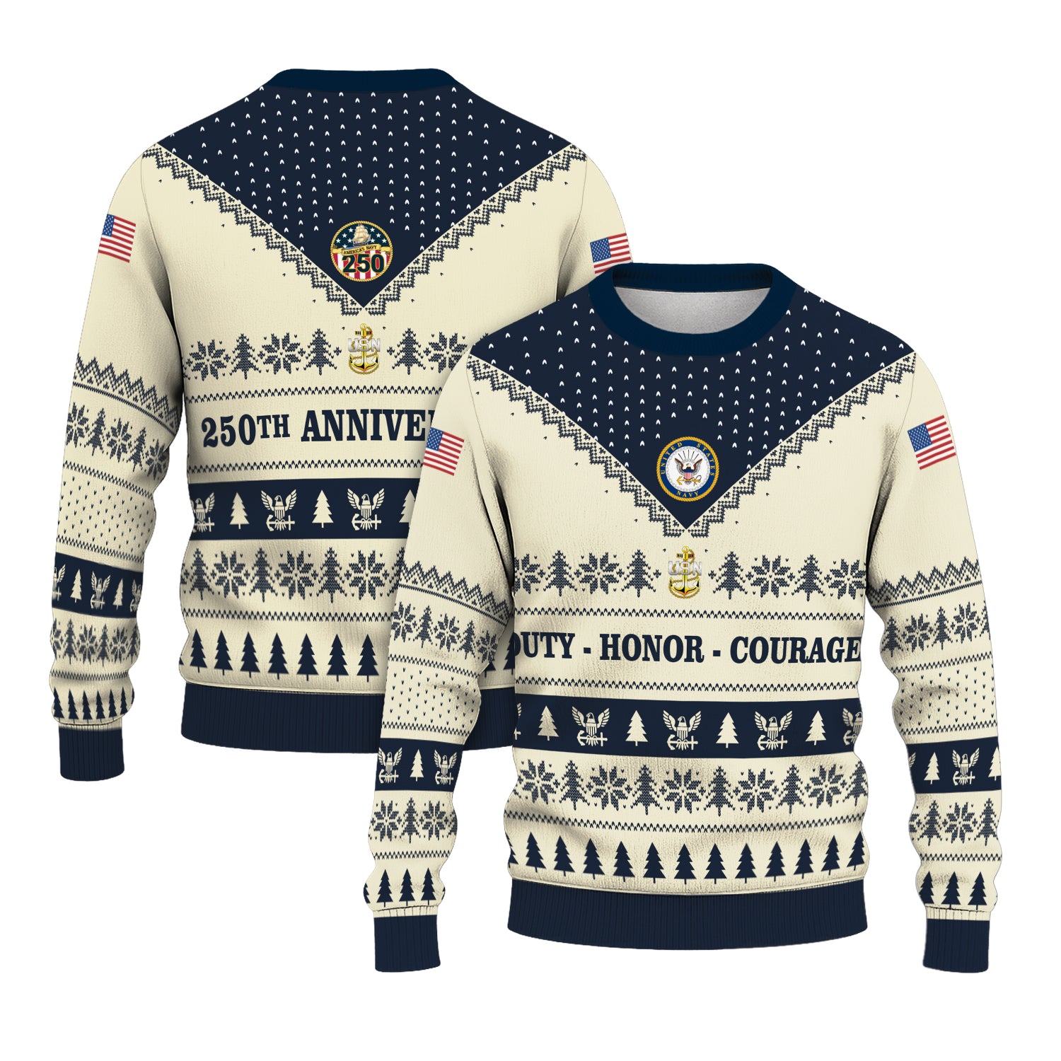 Personalized US Navy Christmas Ugly Sweater UST019