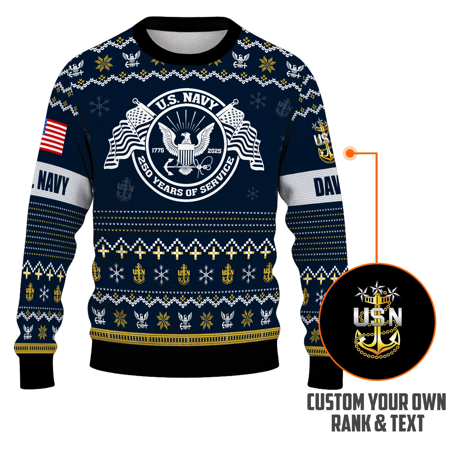Personalized US Navy Christmas Ugly Sweater UST004