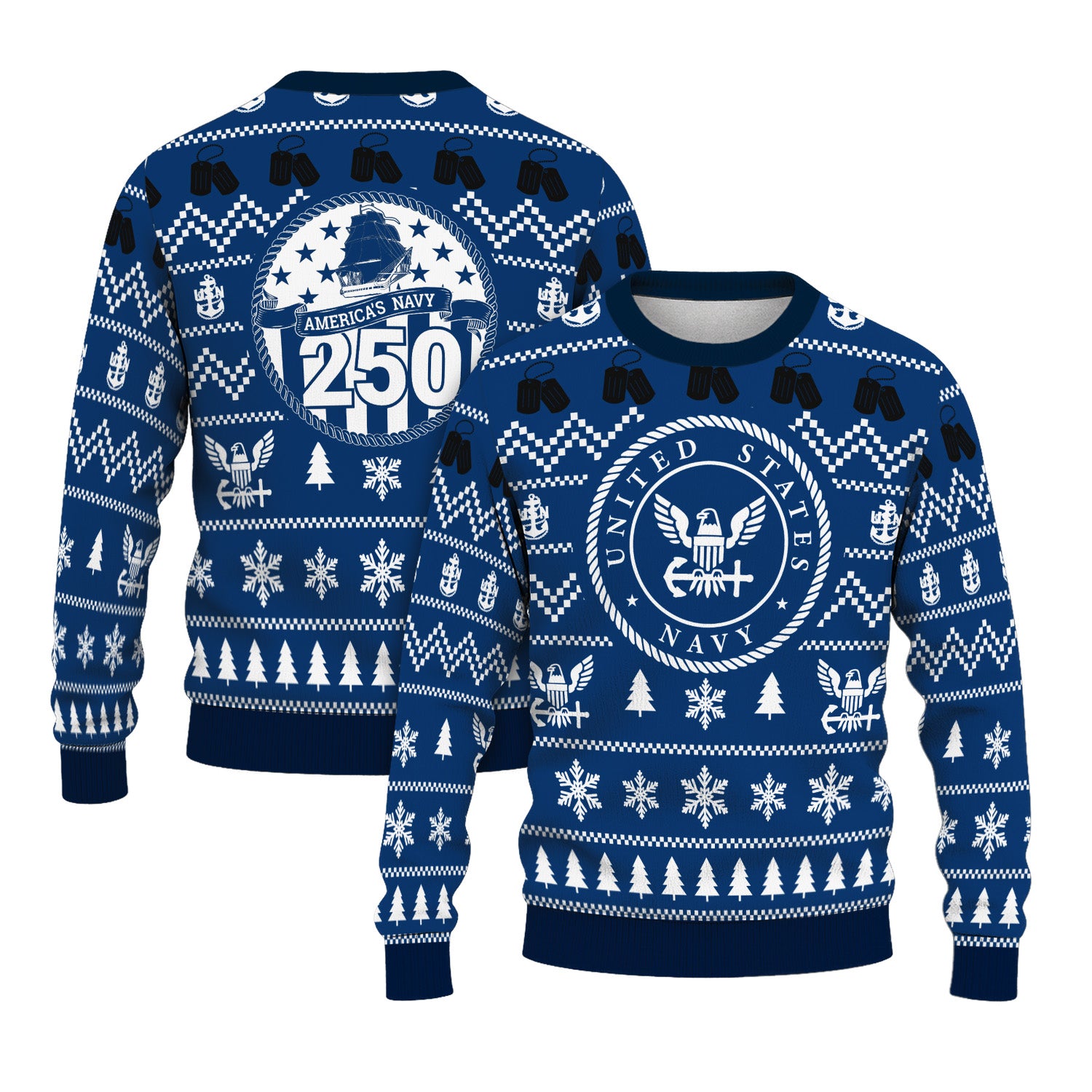 Personalized 250th US Navy Christmas Ugly Sweater UST016