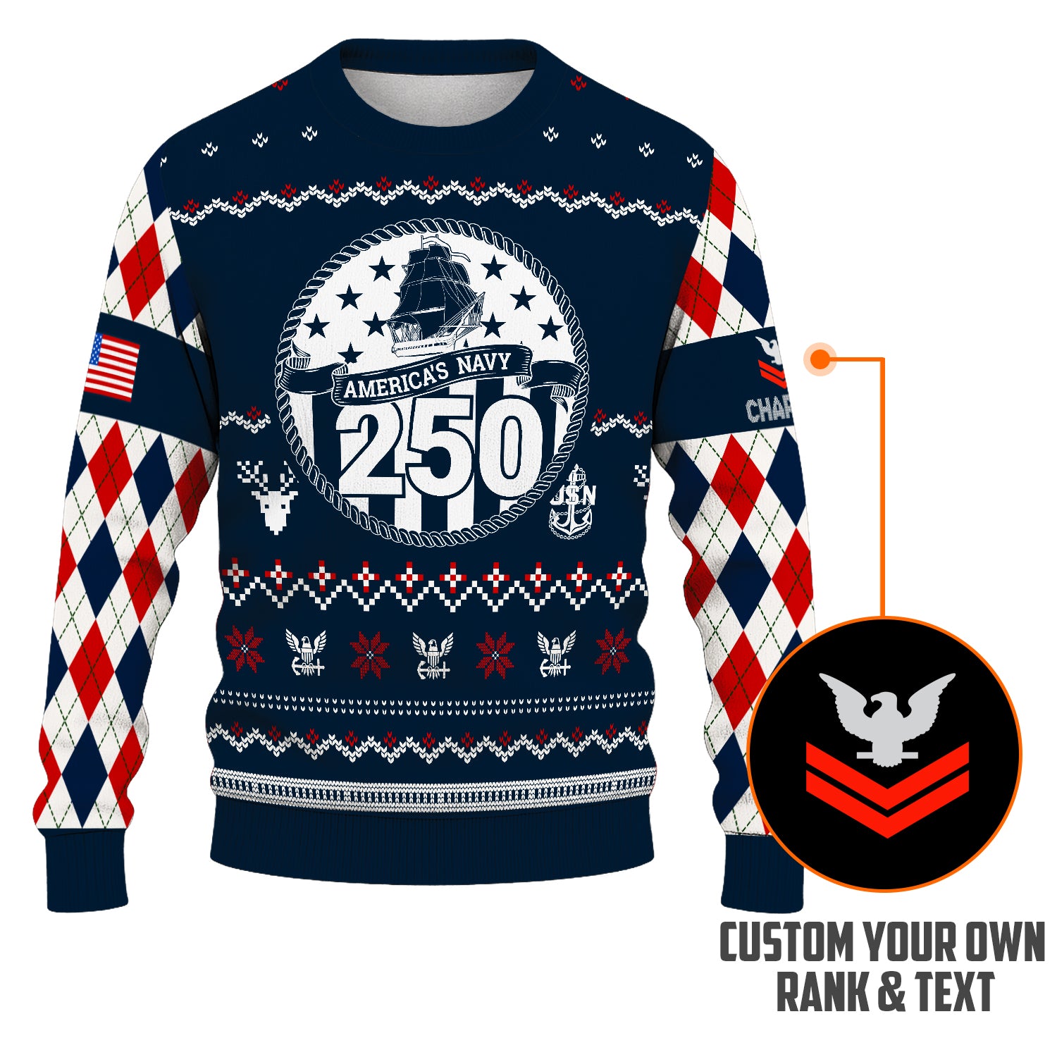 Personalized US Navy Christmas Ugly Sweater UST005