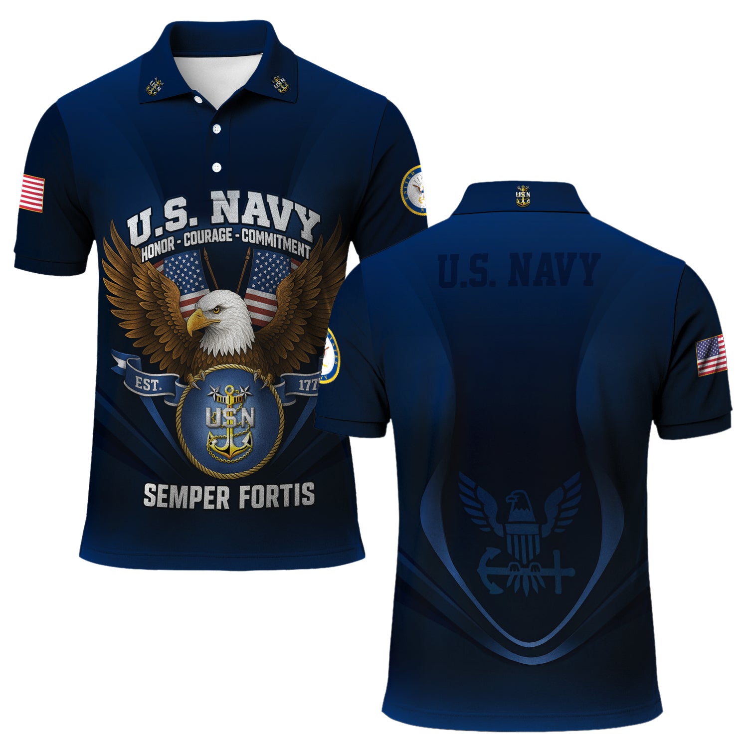 US Navy Polo Shirt – "Honor – Courage – Commitment" Polo