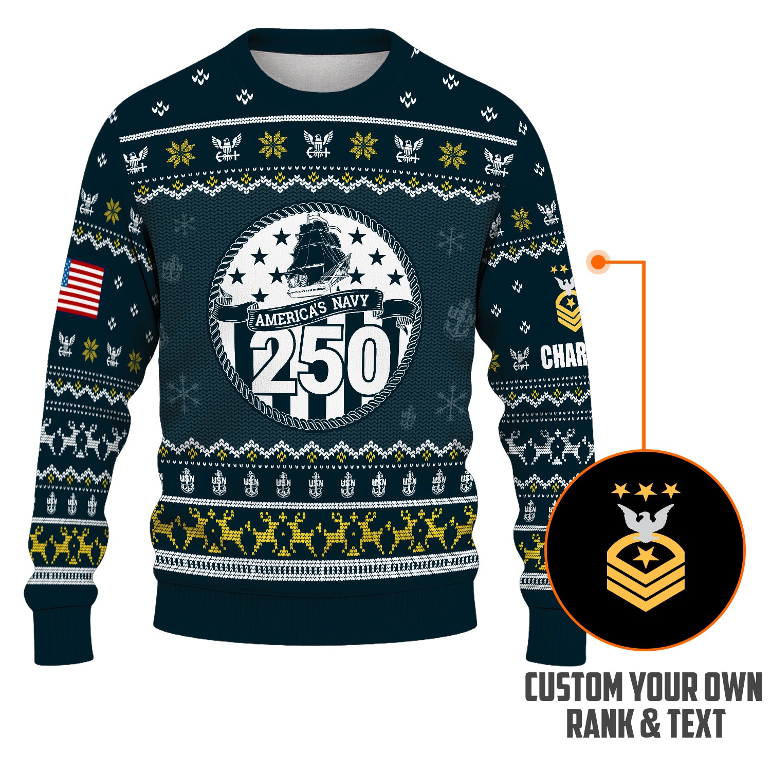 Personalized US Navy Christmas Ugly Sweater UST002