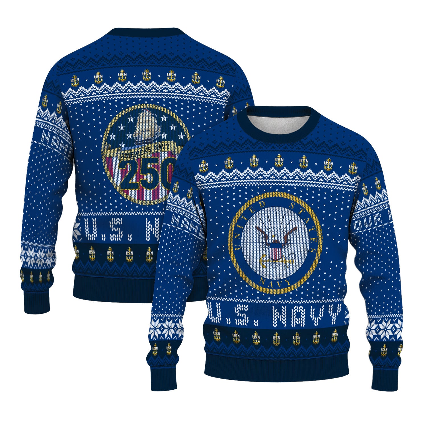 Personalized US Navy Christmas Ugly Sweater UST018