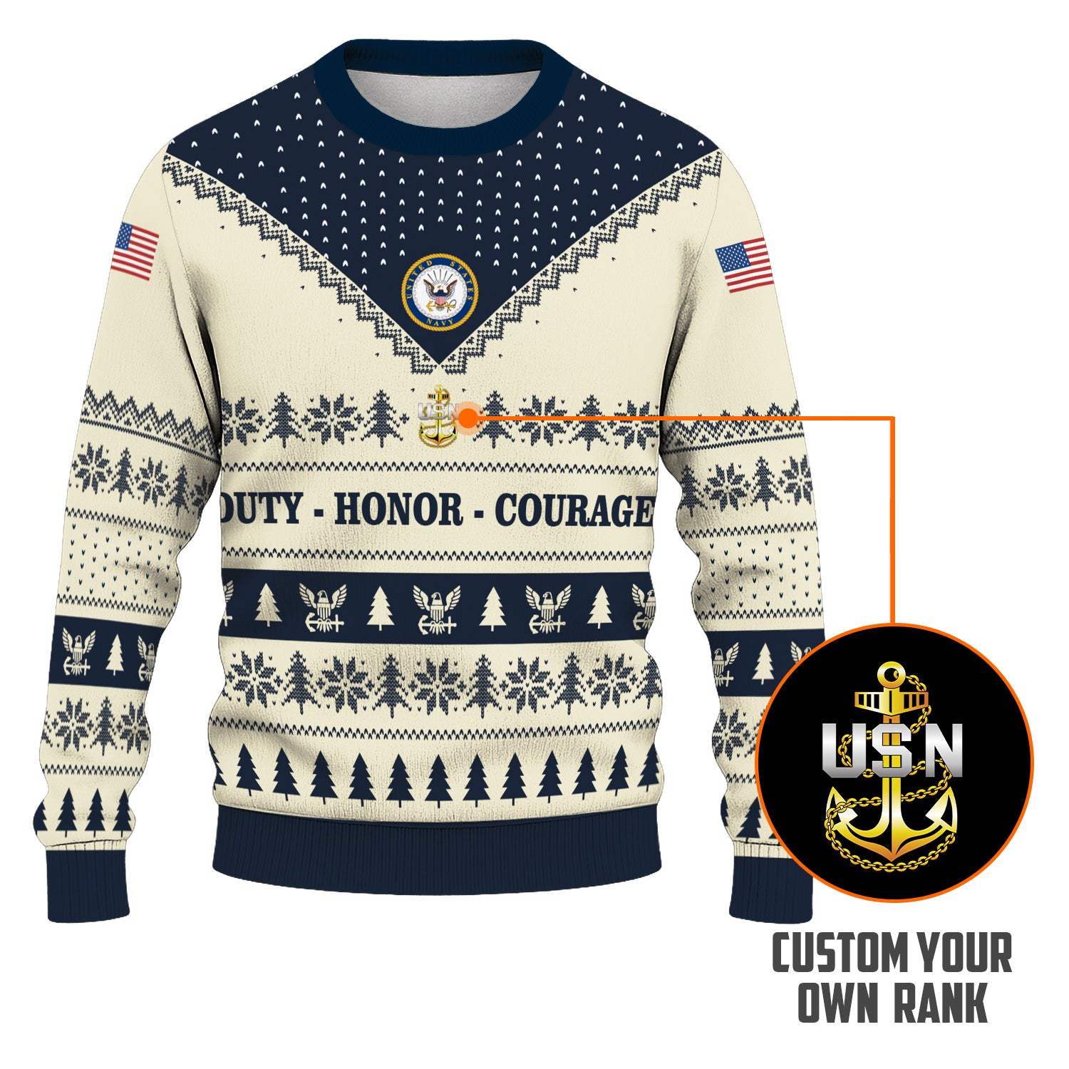 Personalized US Navy Christmas Ugly Sweater UST019