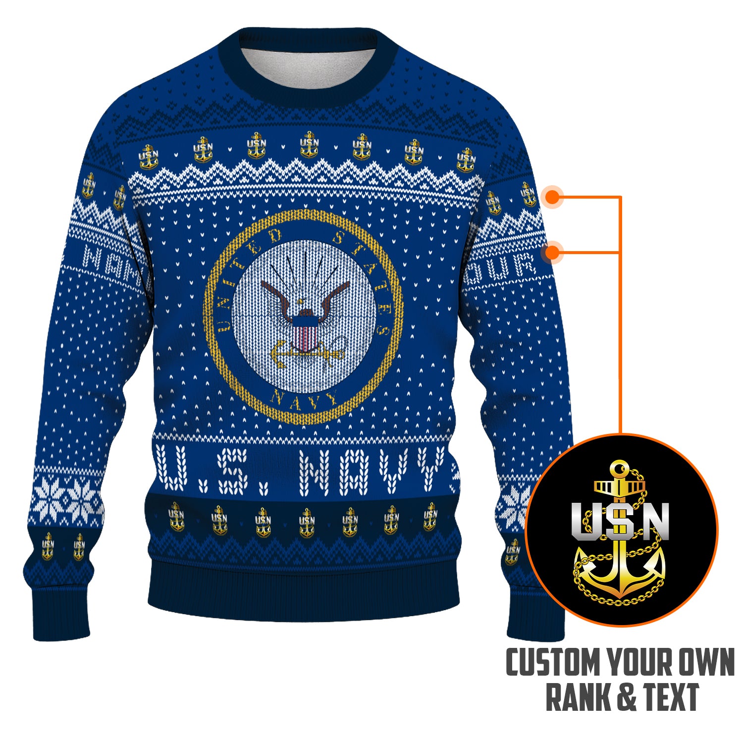 Personalized US Navy Christmas Ugly Sweater UST018