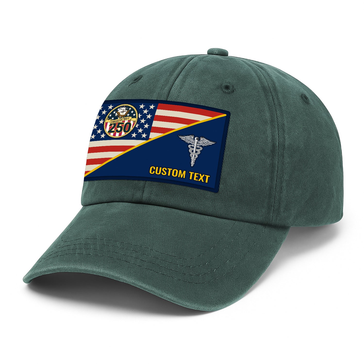 Custom Ranks & Text Premium Washed Denim Cap DC017