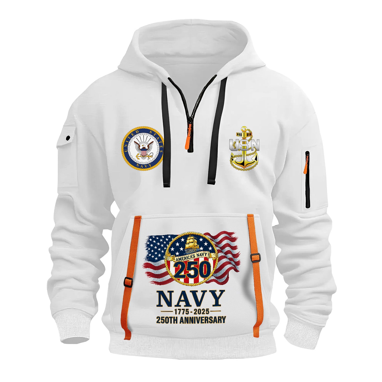 Personalized US Navy Quarter Zip Hoodie TQZ08