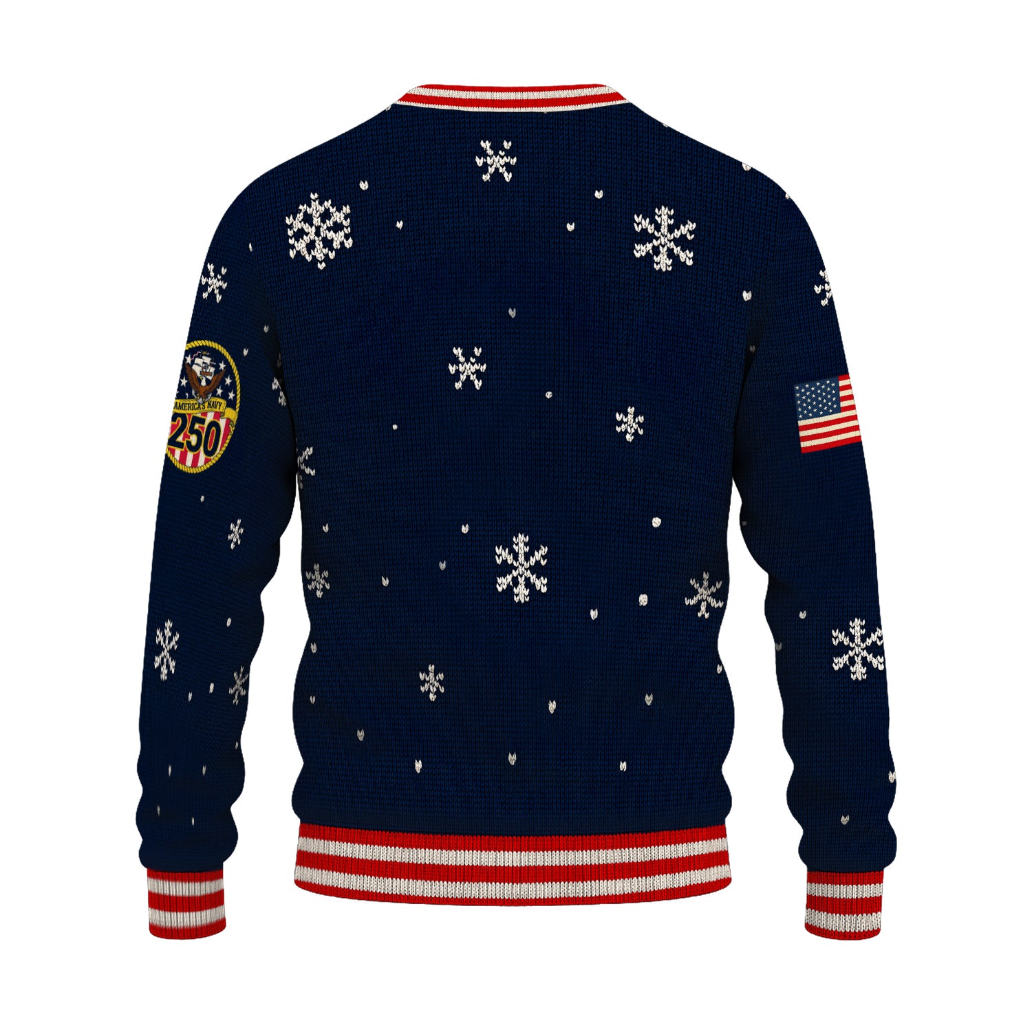 US Navy 250 Anchored In Christmas Spirit Christmas Ugly Sweater