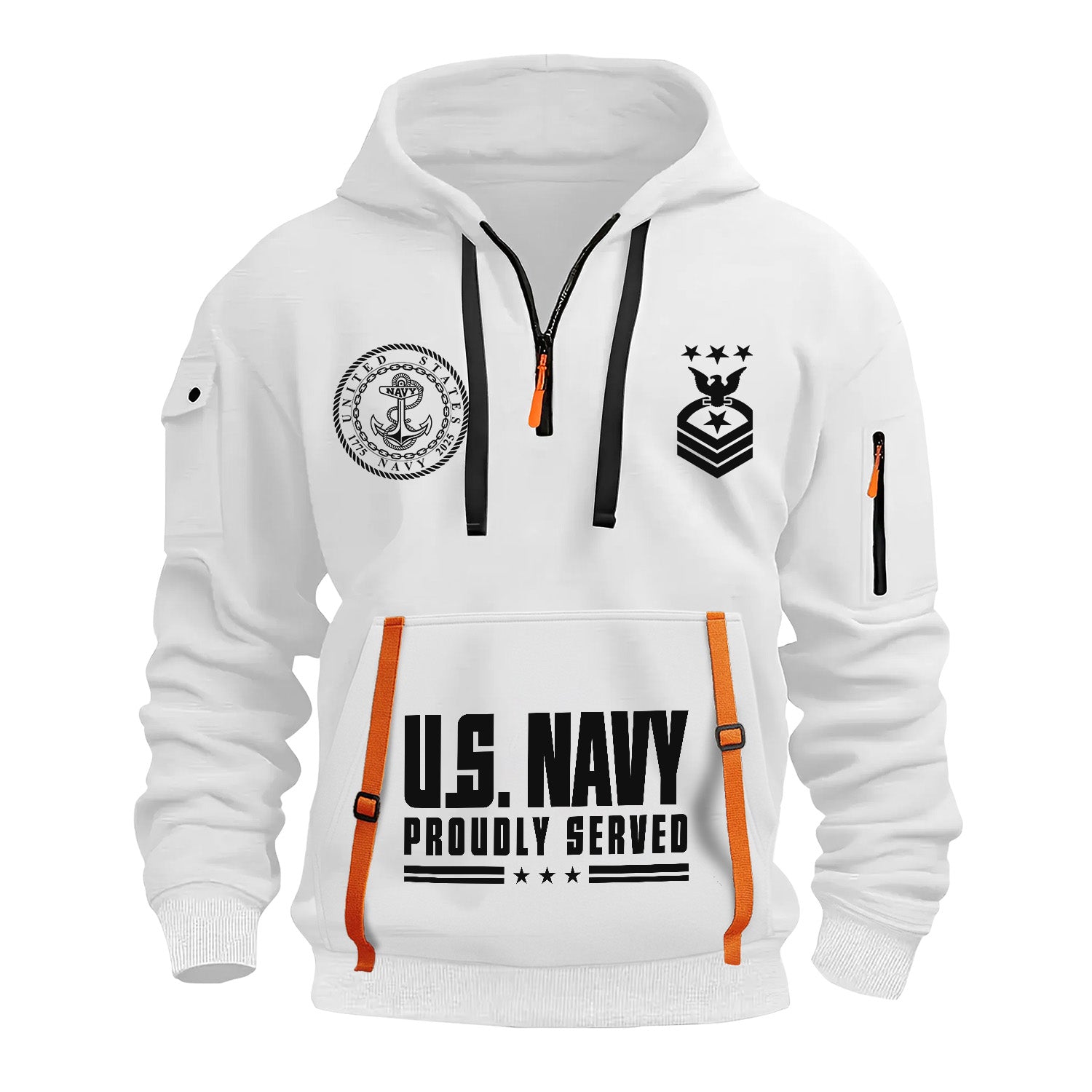 Custom US Navy Ranks Quarter Zip Hoodie TQZ03