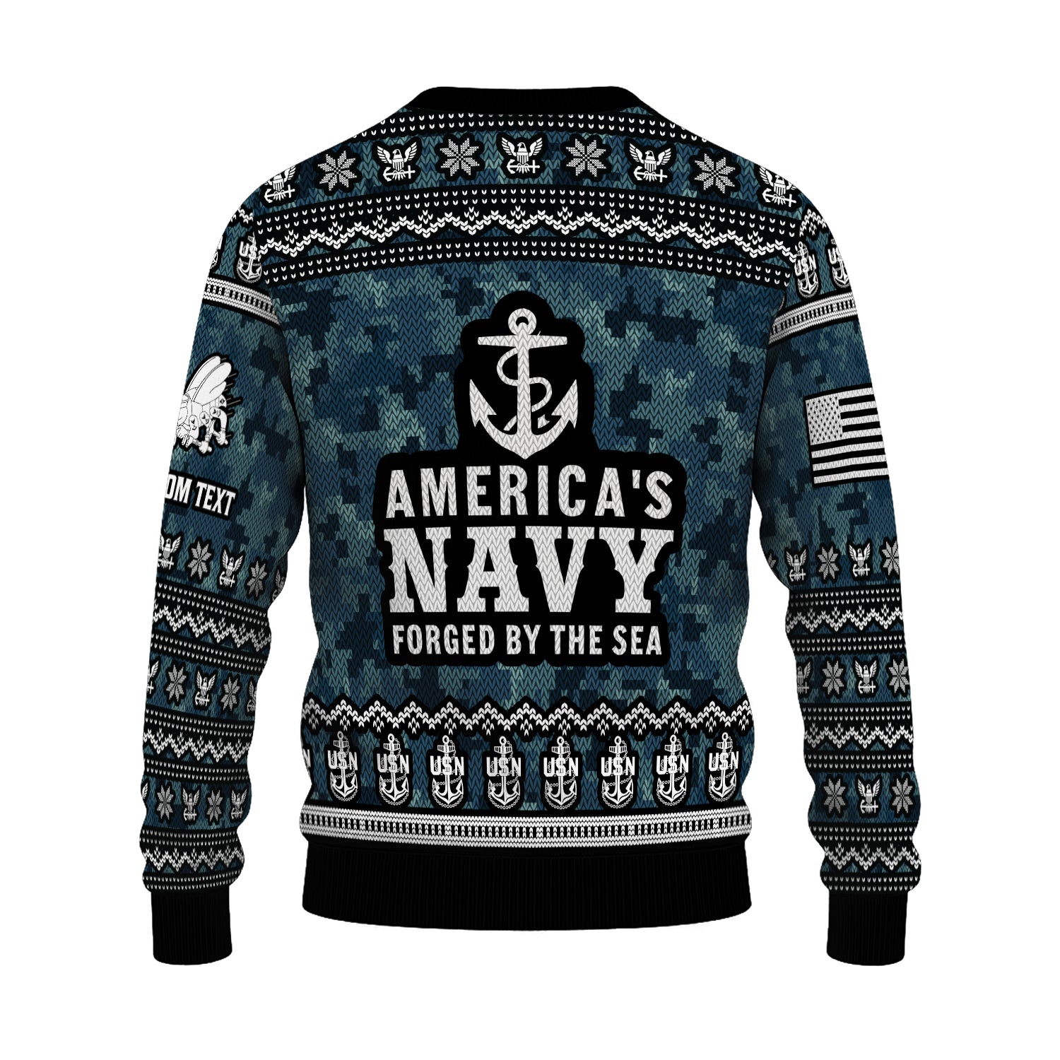 Personalized US Navy Christmas Ugly Sweater JUST06