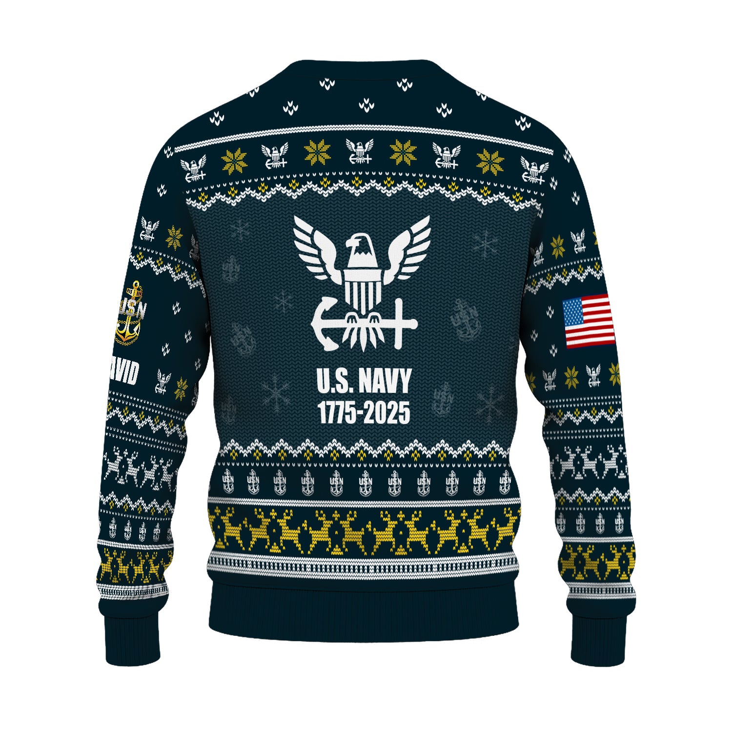 Personalized US Navy Christmas Ugly Sweater UST002