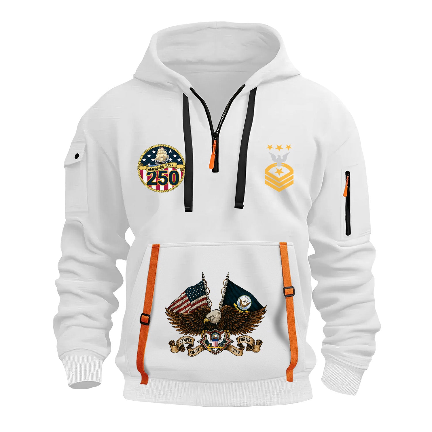 Personalized US Navy Quarter Zip Hoodie TQZ06