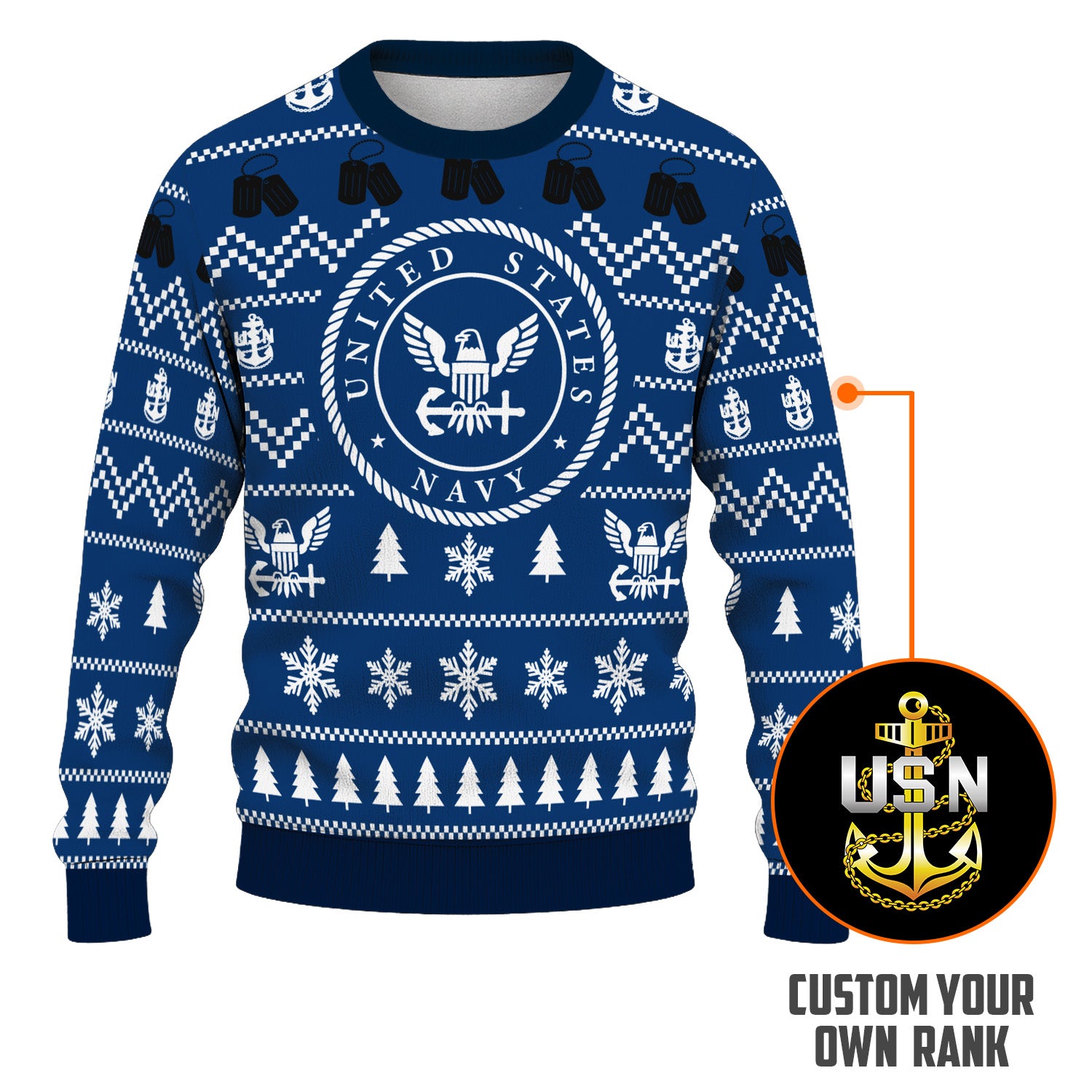 Personalized 250th US Navy Christmas Ugly Sweater UST016
