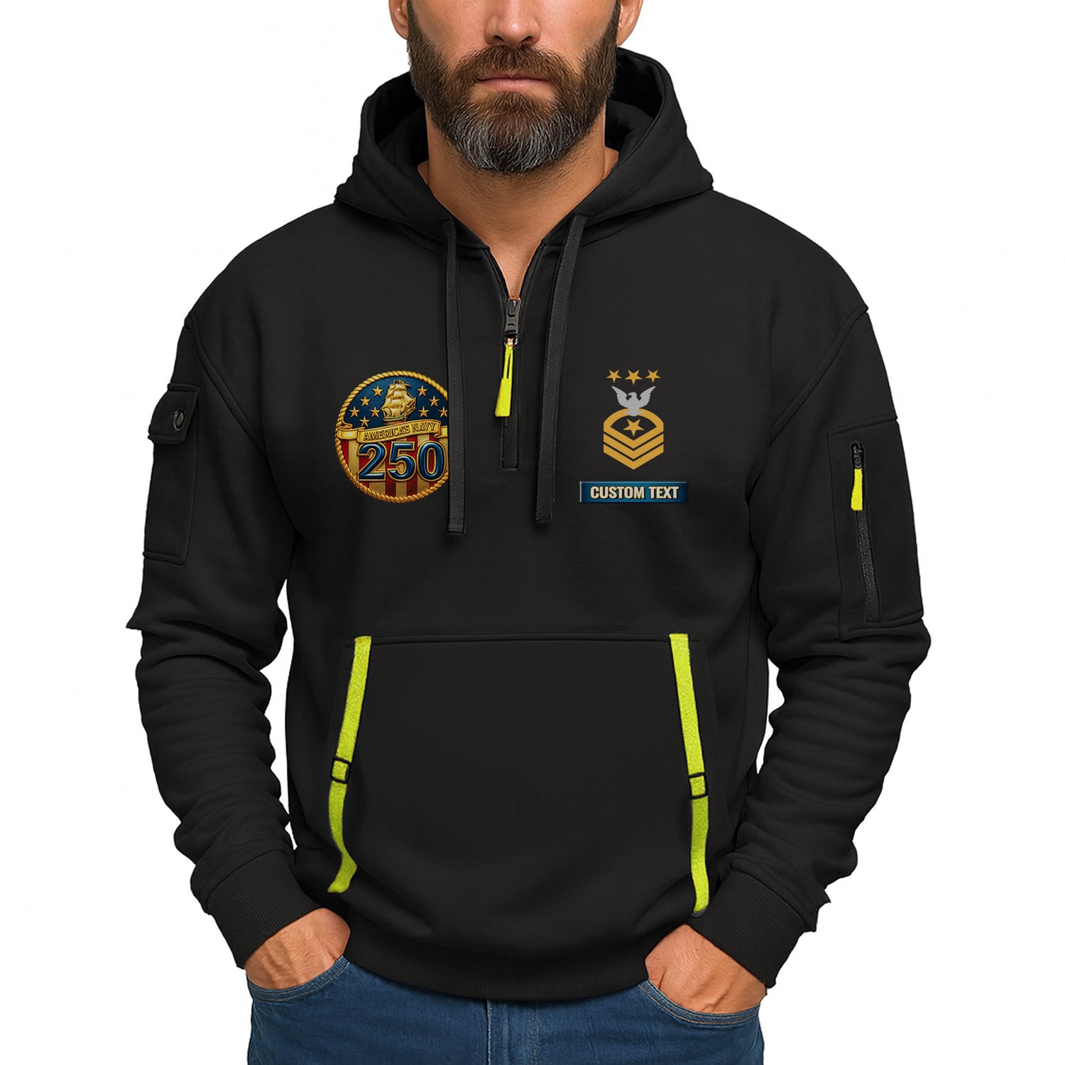 Personalized US Navy Quater Zip Hoodie JQZ06