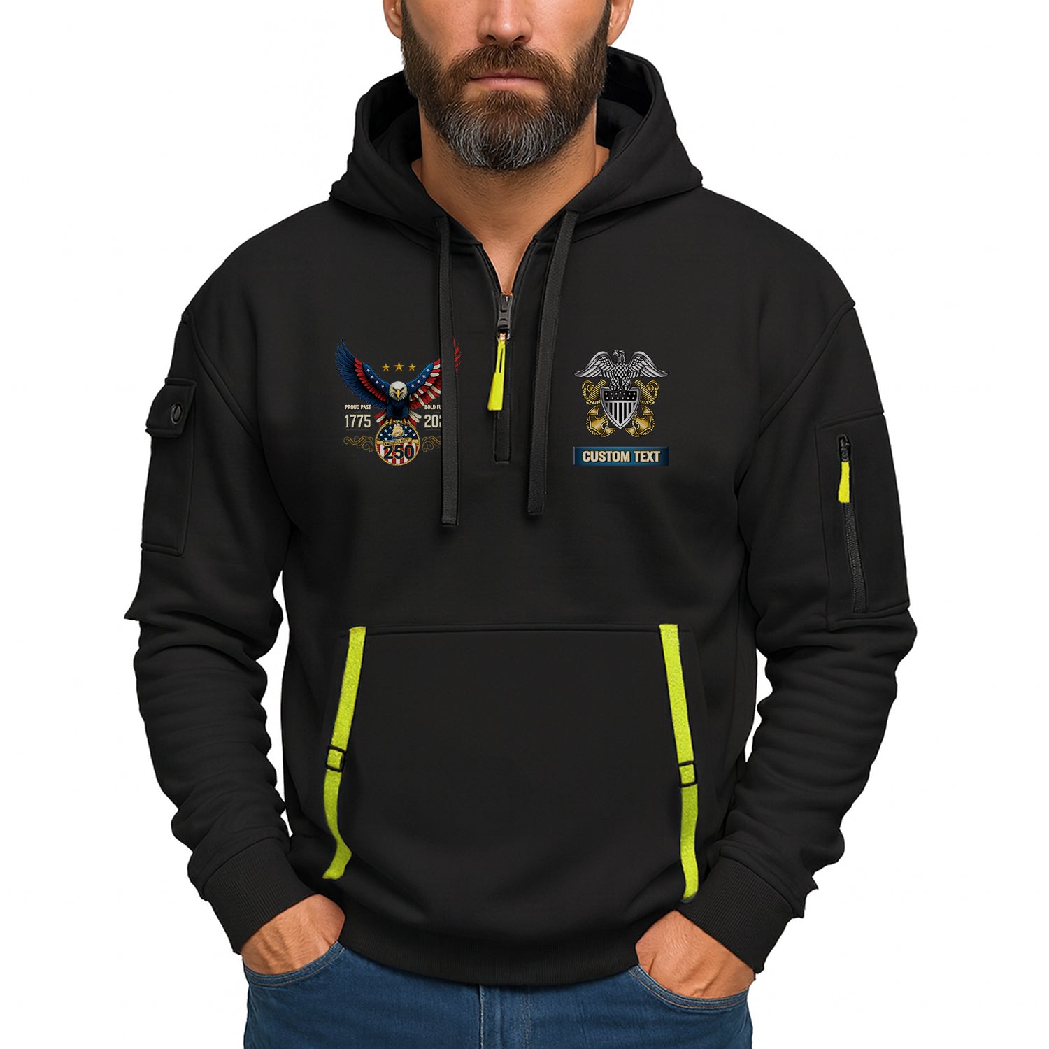 Personalized US Navy Quater Zip Hoodie JQZ05