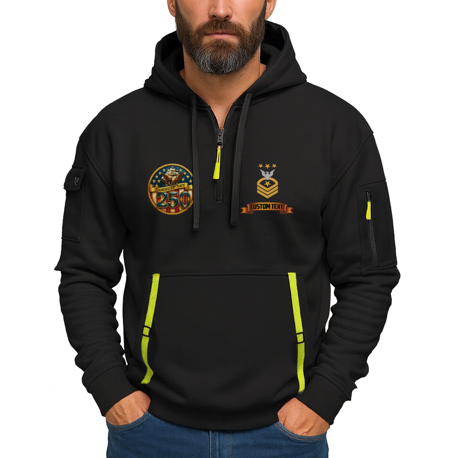 Personalized US Navy Quater Zip Hoodie JQZ03