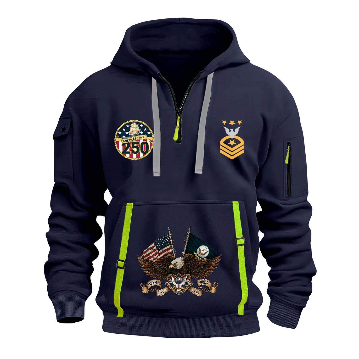 Personalized US Navy Quarter Zip Hoodie TQZ06