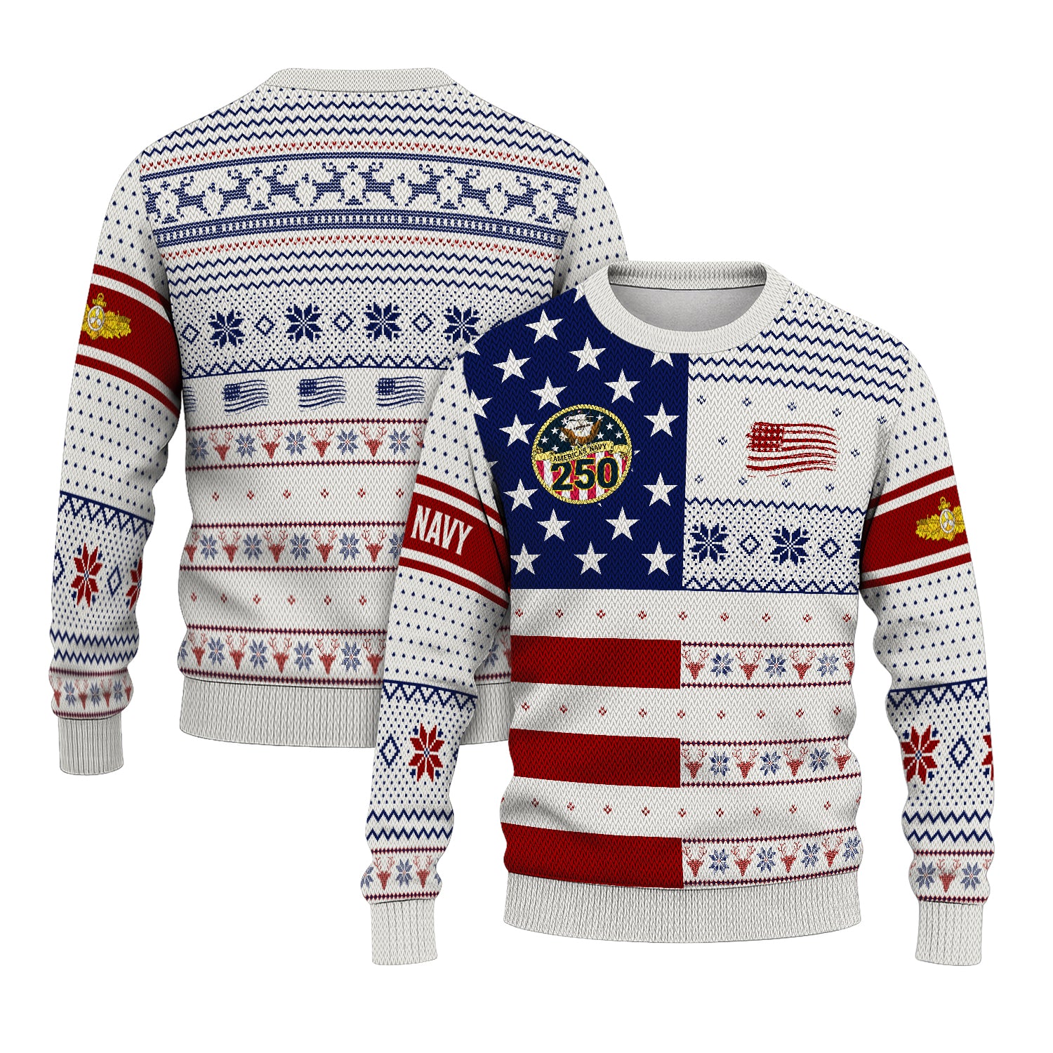 Personalized US Navy Christmas Ugly Sweater JUST08