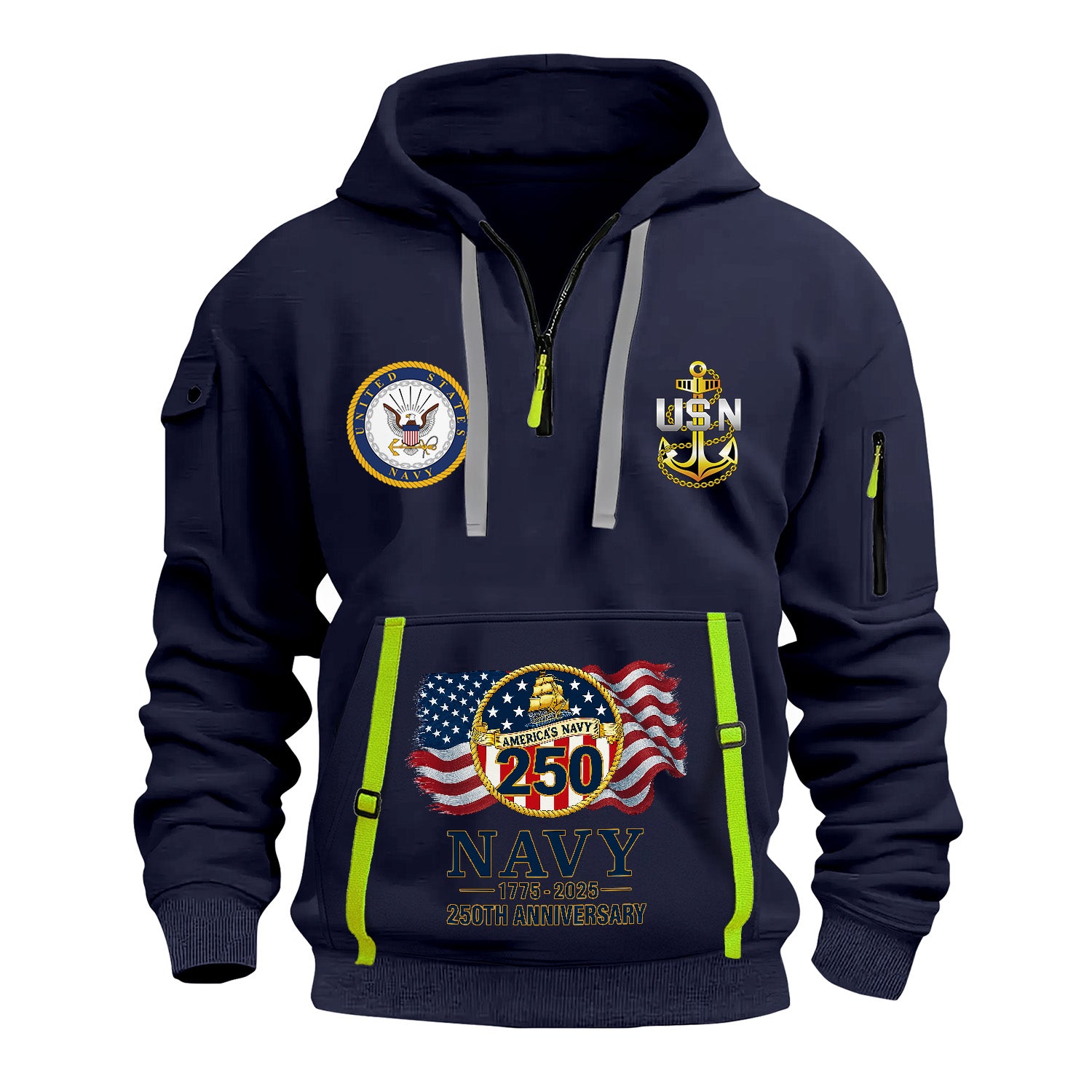 Personalized US Navy Quarter Zip Hoodie TQZ08