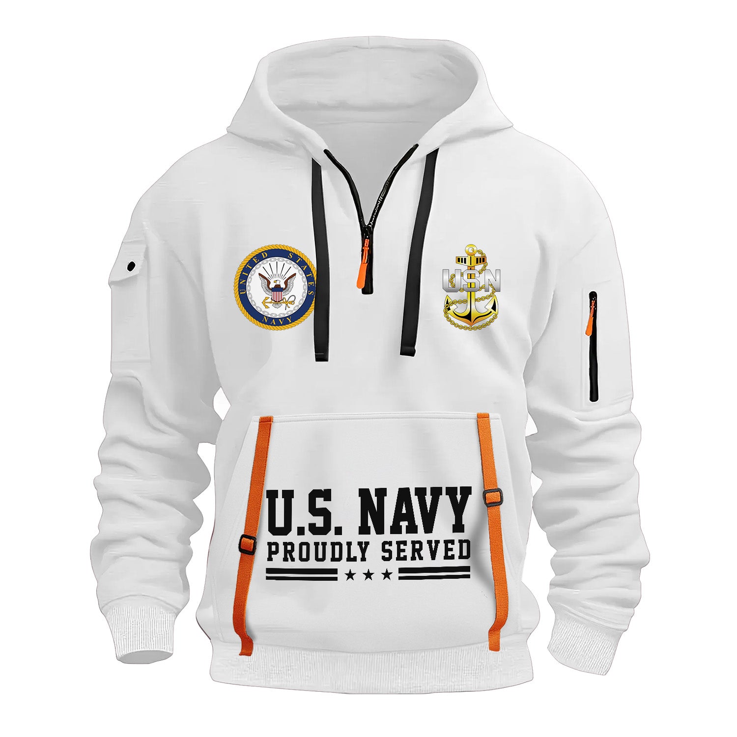 Custom US Navy Ranks Quarter Zip Hoodie TQZ02