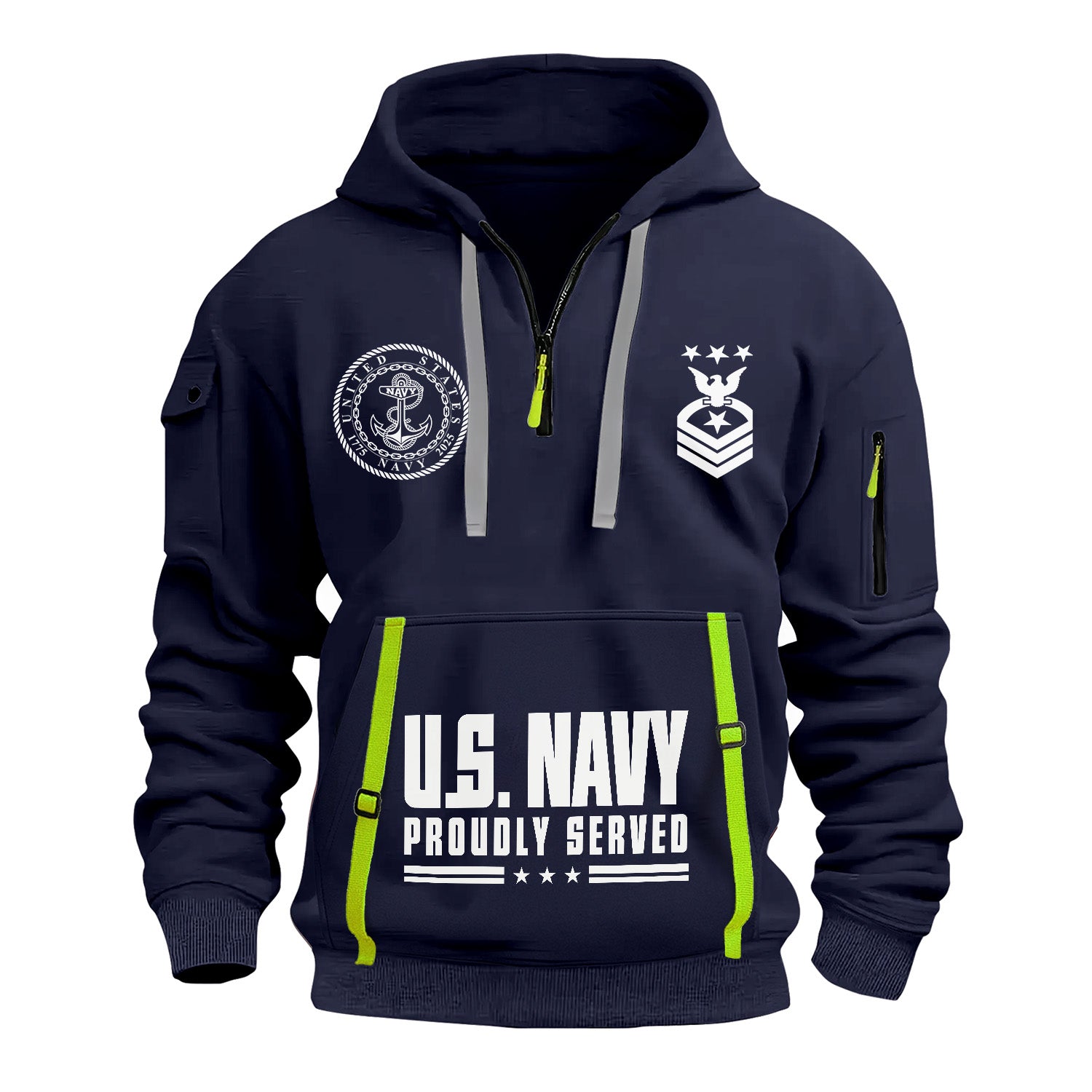 Custom US Navy Ranks Quarter Zip Hoodie TQZ03