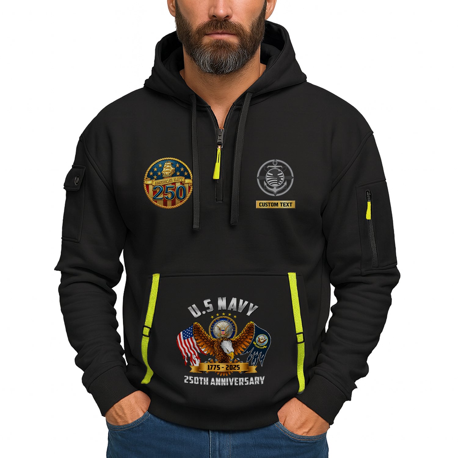 Personalized US Navy Quater Zip Hoodie JQZ09