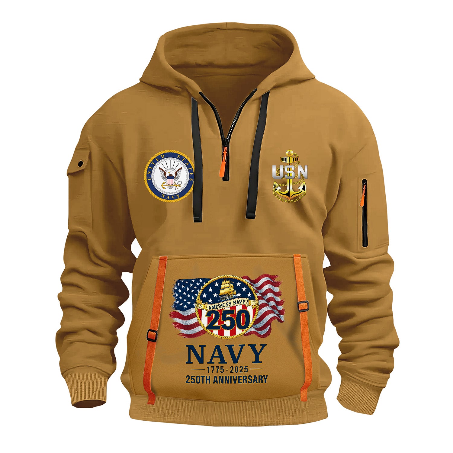 Personalized US Navy Quarter Zip Hoodie TQZ08