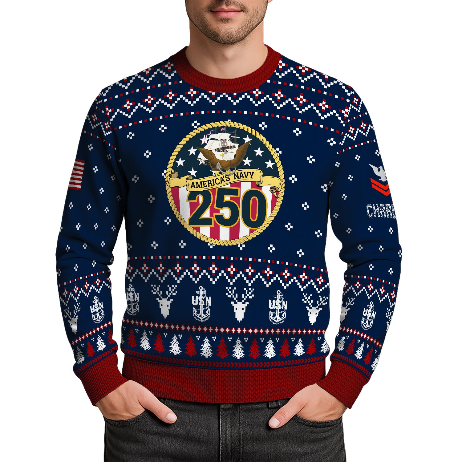 Personalized US Navy Christmas Ugly Sweater UST001