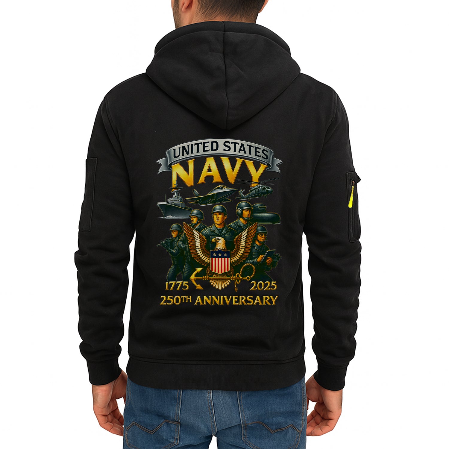 Personalized US Navy Quater Zip Hoodie JQZ09