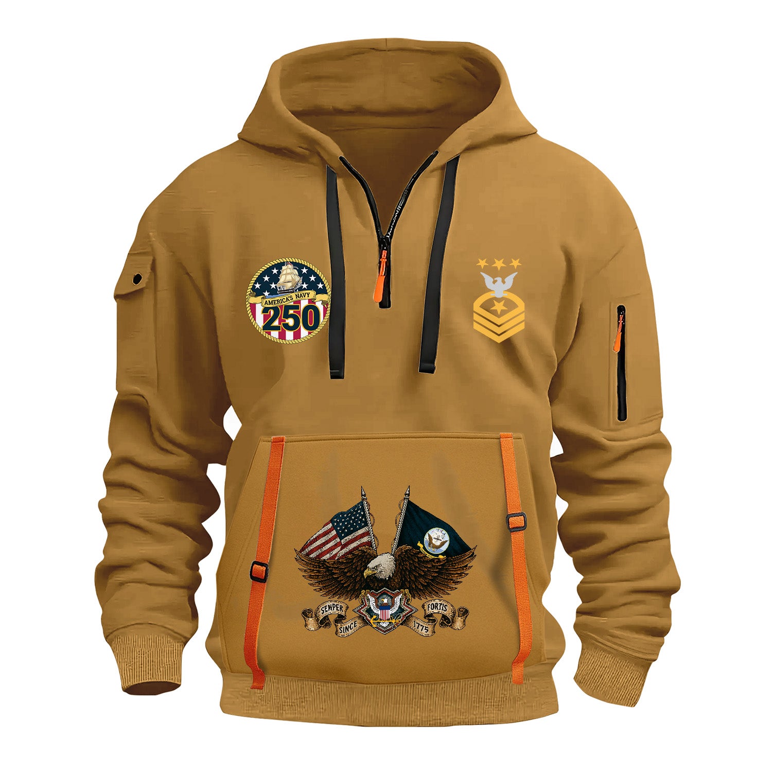 Personalized US Navy Quarter Zip Hoodie TQZ06