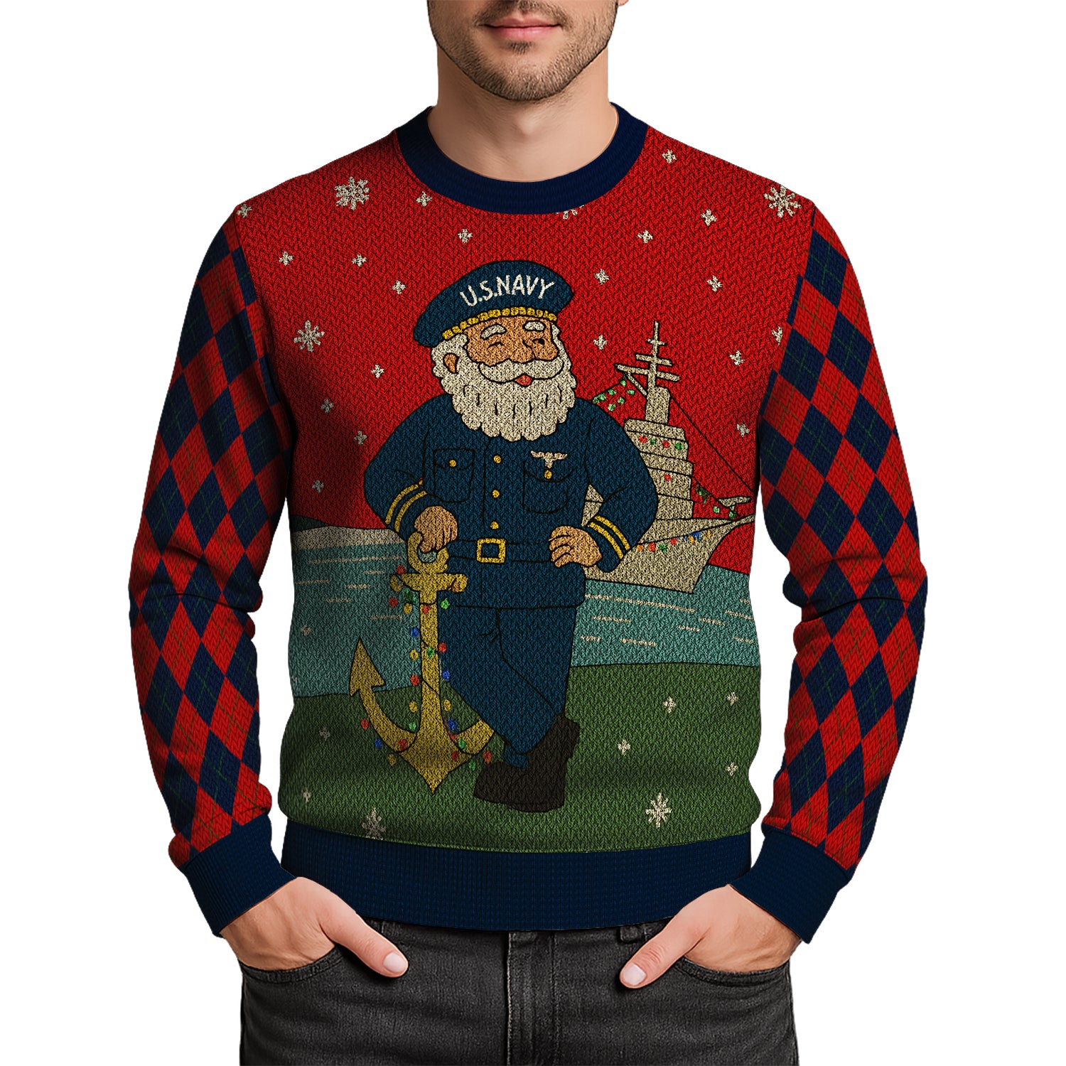 US Navy 250 Years Strong Christmas Ugly Sweater