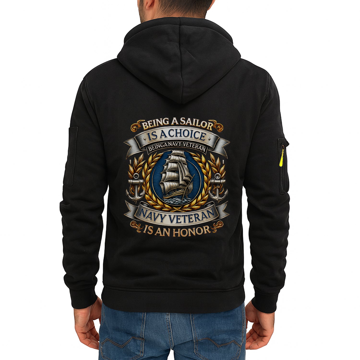 Personalized US Navy Quater Zip Hoodie JQZ11