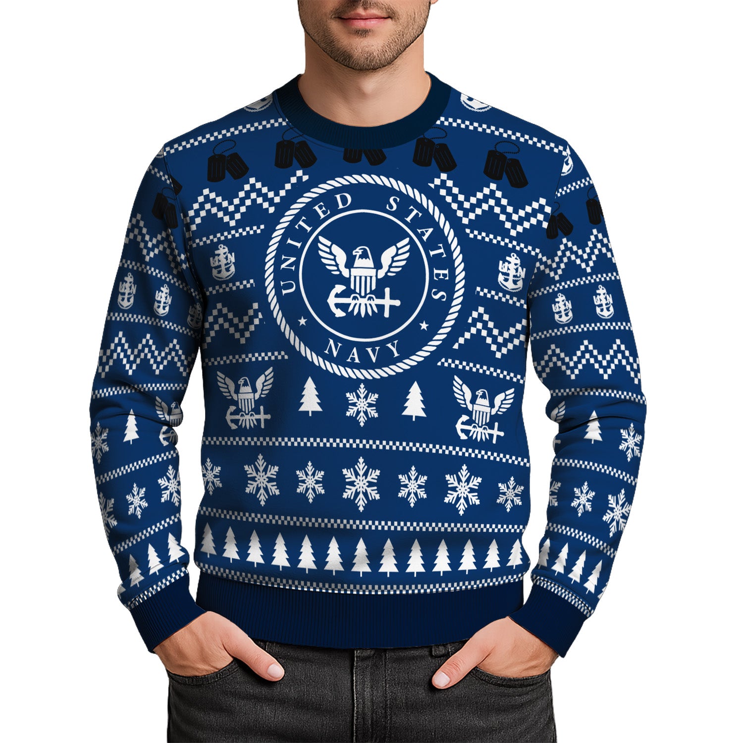 Personalized 250th US Navy Christmas Ugly Sweater UST016