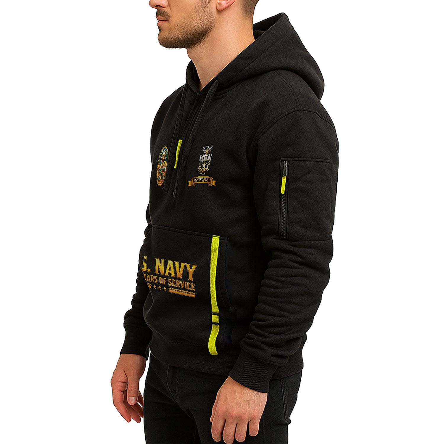 Personalized US Navy Quater Zip Hoodie JQZ02