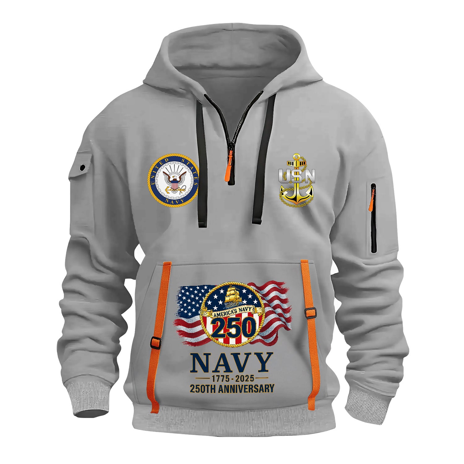 Personalized US Navy Quarter Zip Hoodie TQZ08