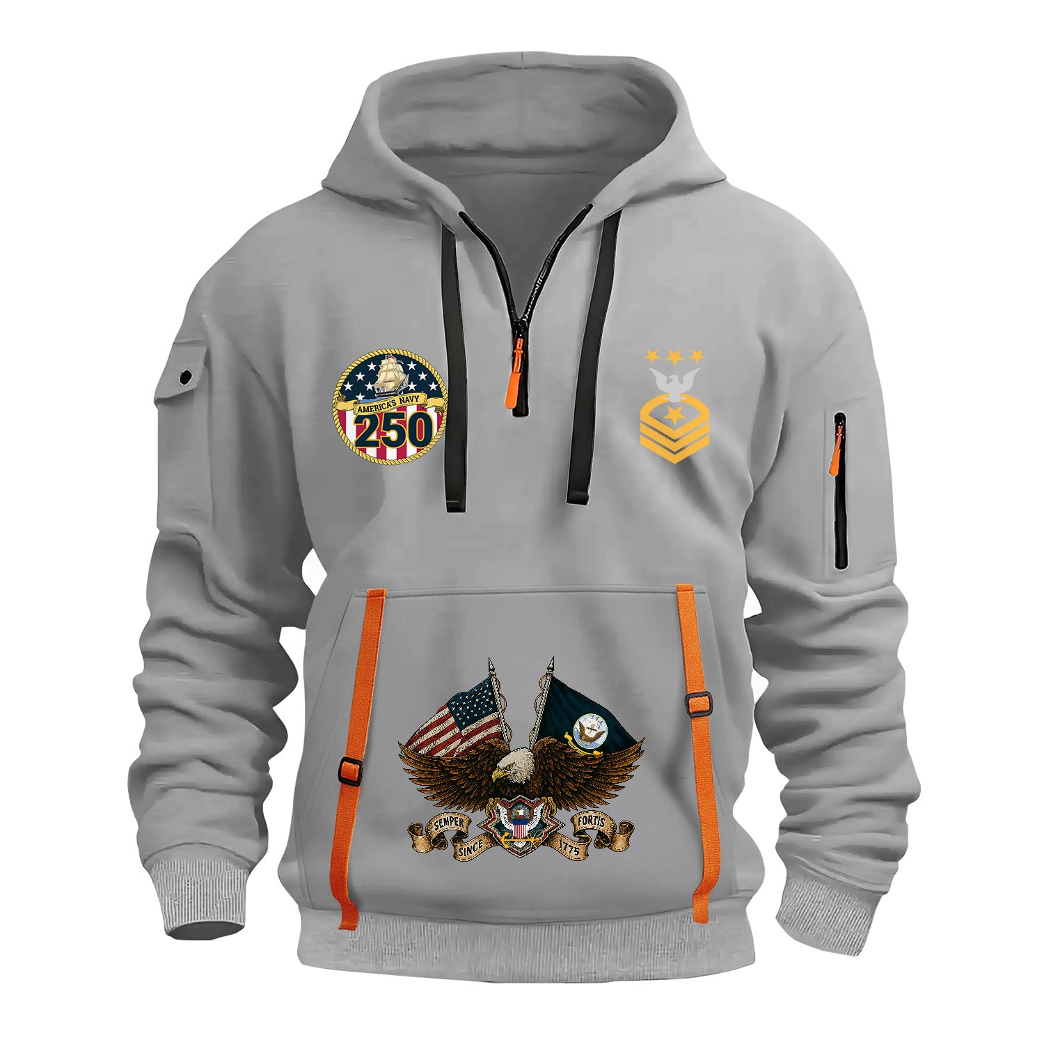 Personalized US Navy Quarter Zip Hoodie TQZ06
