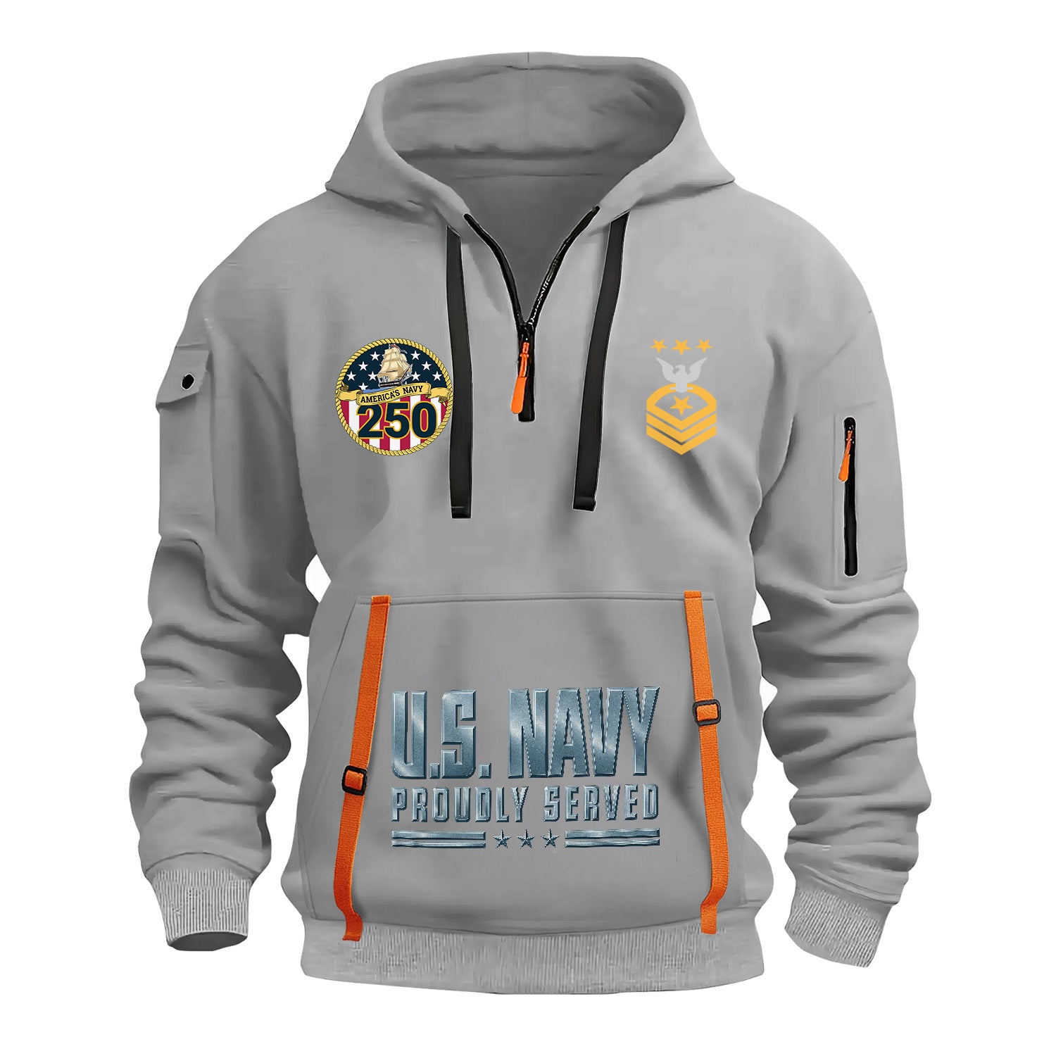 Personalized US Navy Quarter Zip Hoodie TQZ07