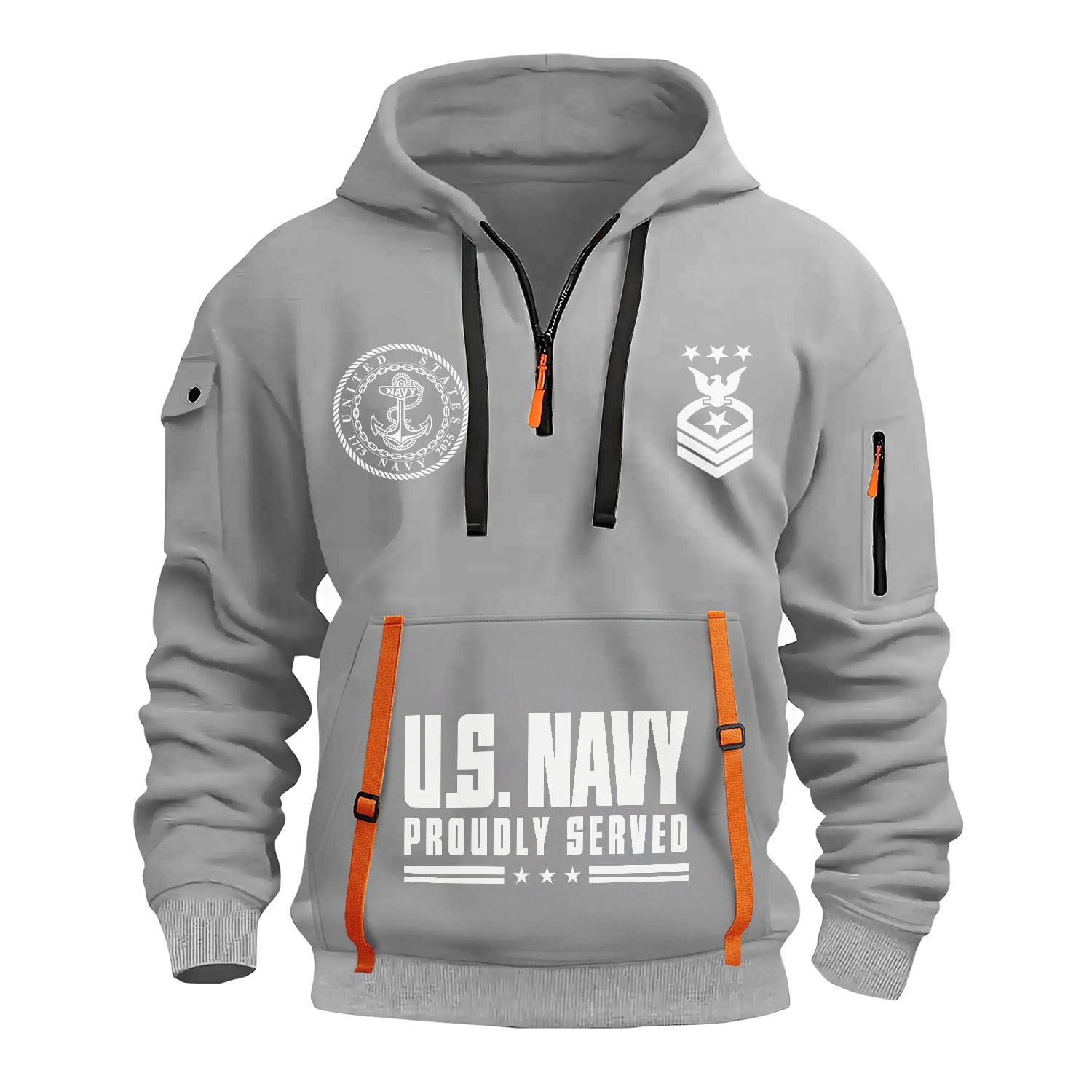 Custom US Navy Ranks Quarter Zip Hoodie TQZ03